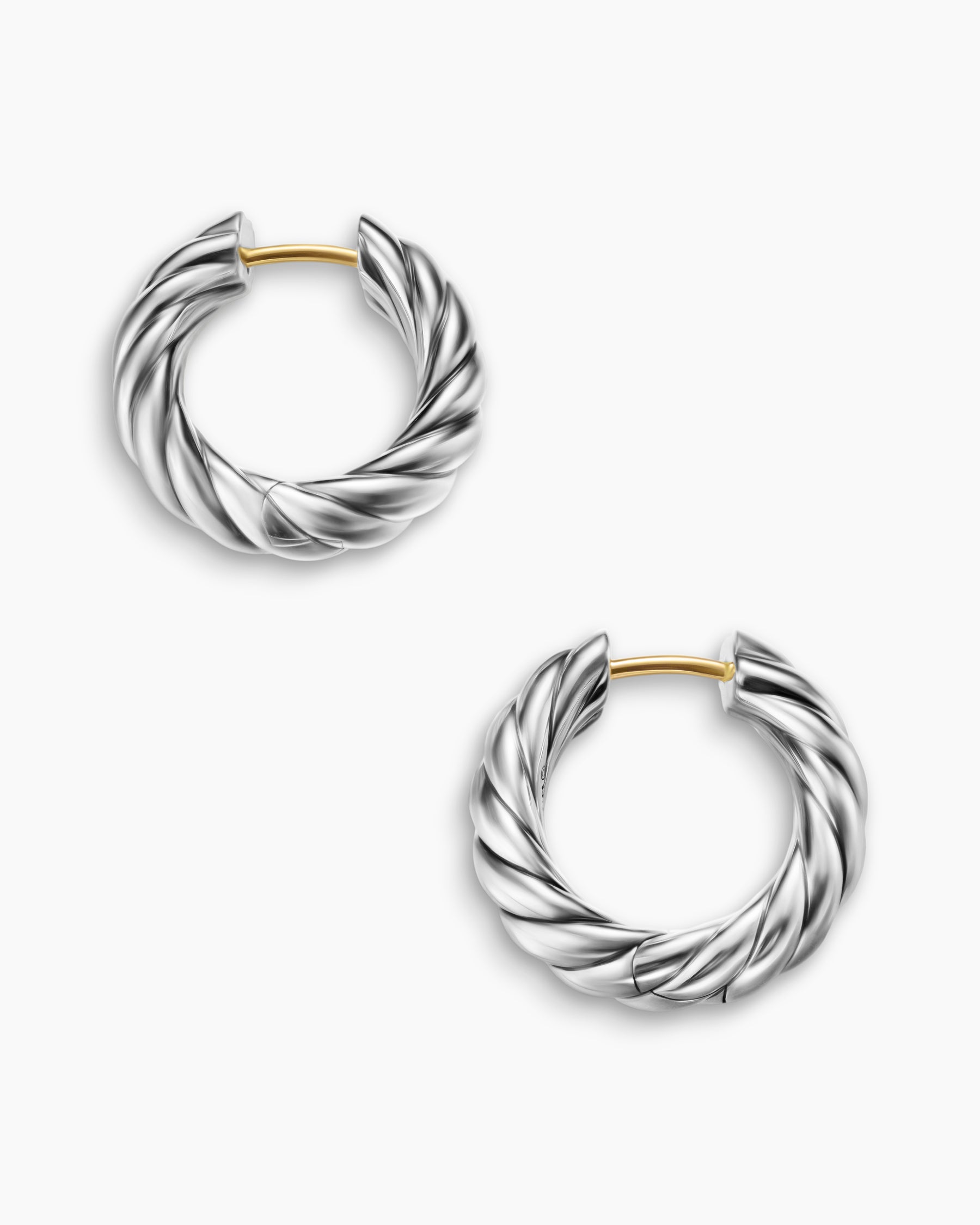 Sculpted Cable Hoop Earrings in Sterling Silver, 18.6mm - Image 4
