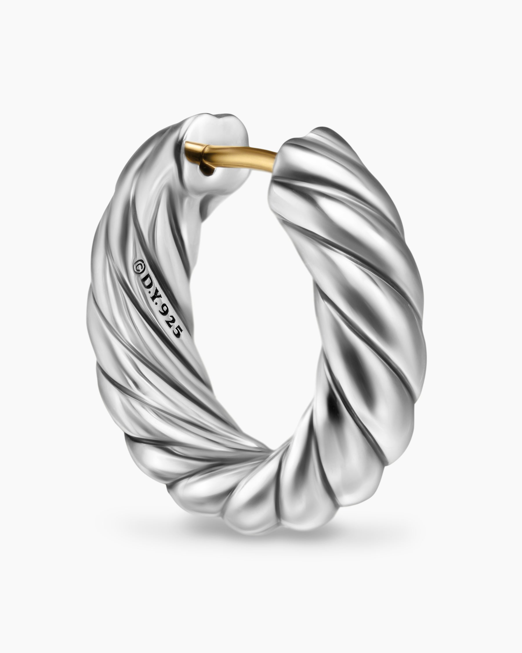Sculpted Cable Hoop Earrings in Sterling Silver, 18.6mm - Image 5