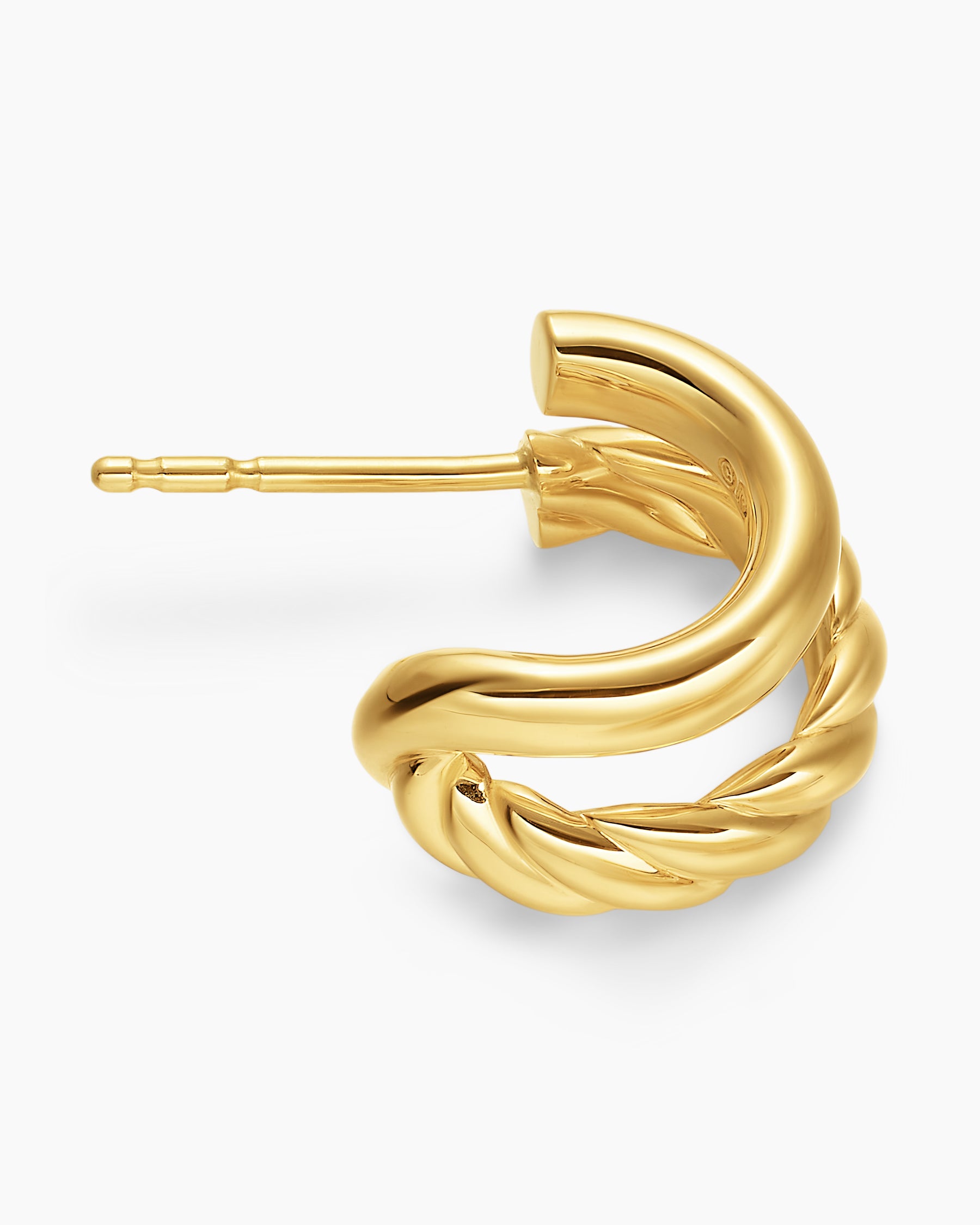DY Mercer Double Hoop Huggie Earrings in 18K Yellow Gold, 13.5mm - Image 3