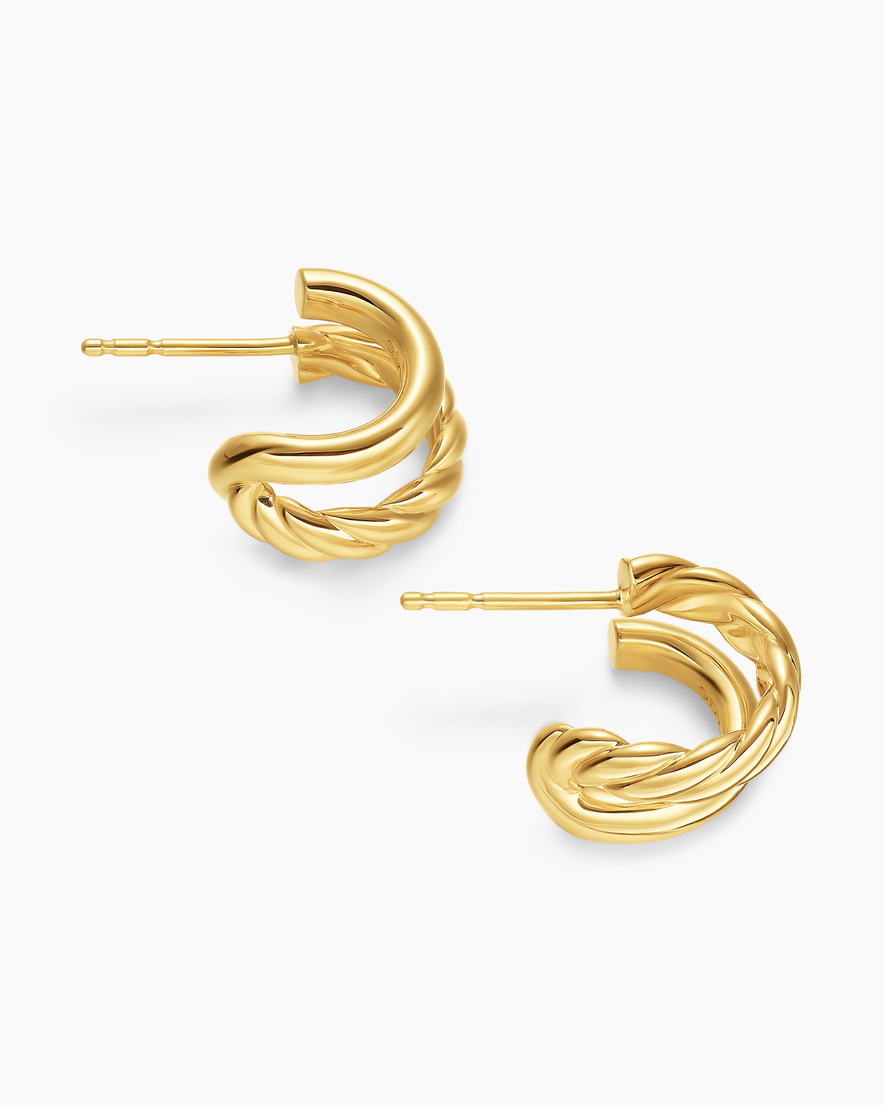 DY Mercer Double Hoop Huggie Earrings in 18K Yellow Gold, 13.5mm - Image 4
