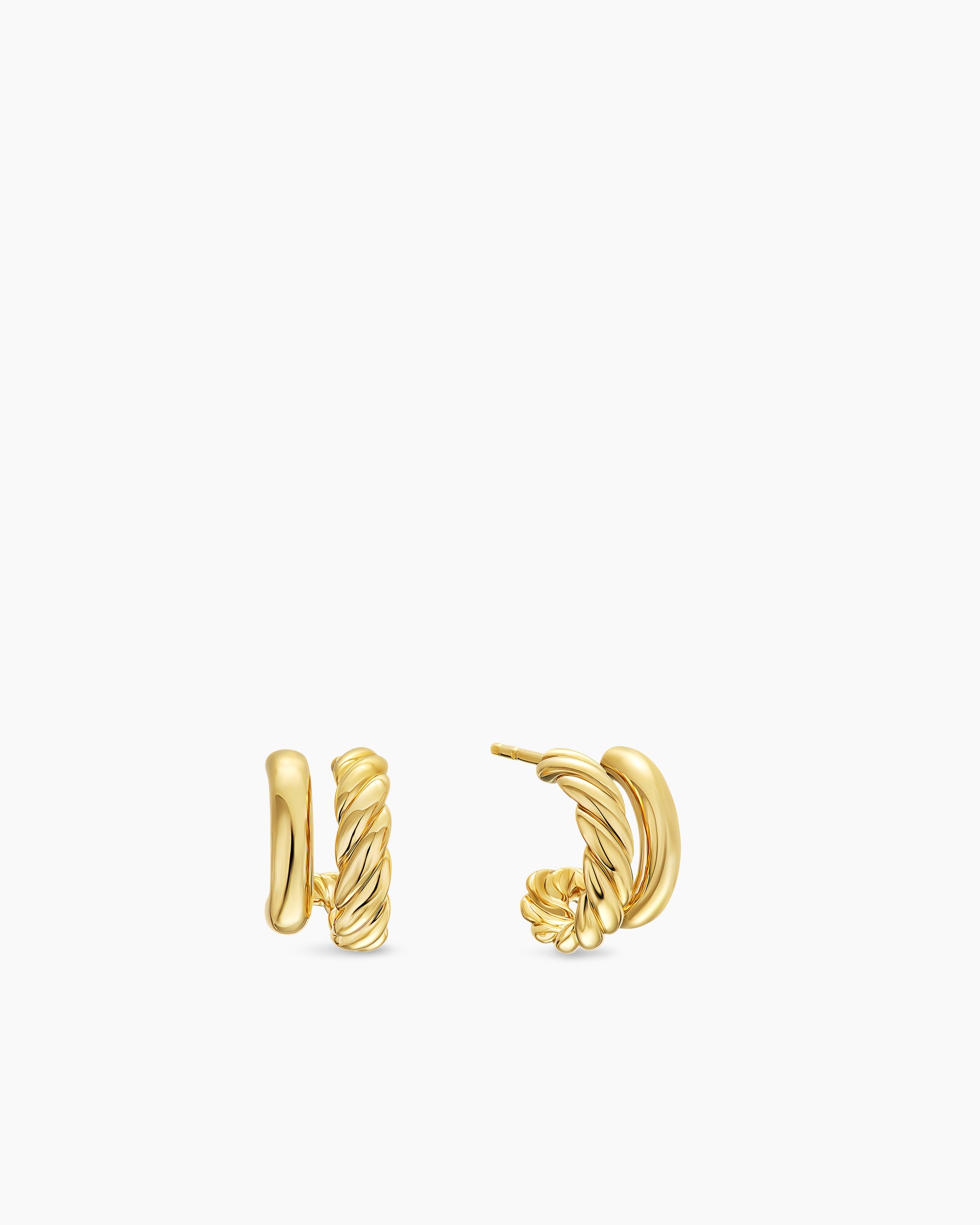 DY Mercer Double Hoop Huggie Earrings in 18K Yellow Gold, 13.5mm