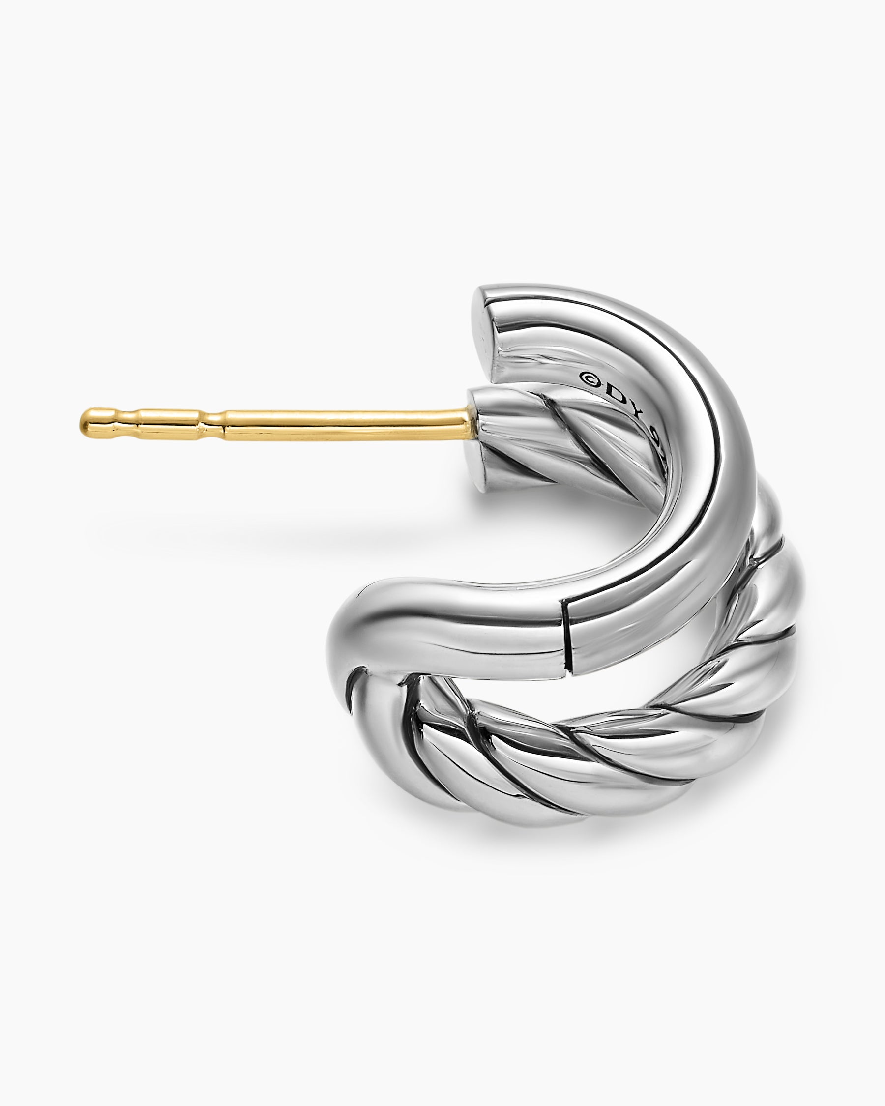 DY Mercer Double Hoop Huggie Earrings in Sterling Silver, 13.5mm - Image 3
