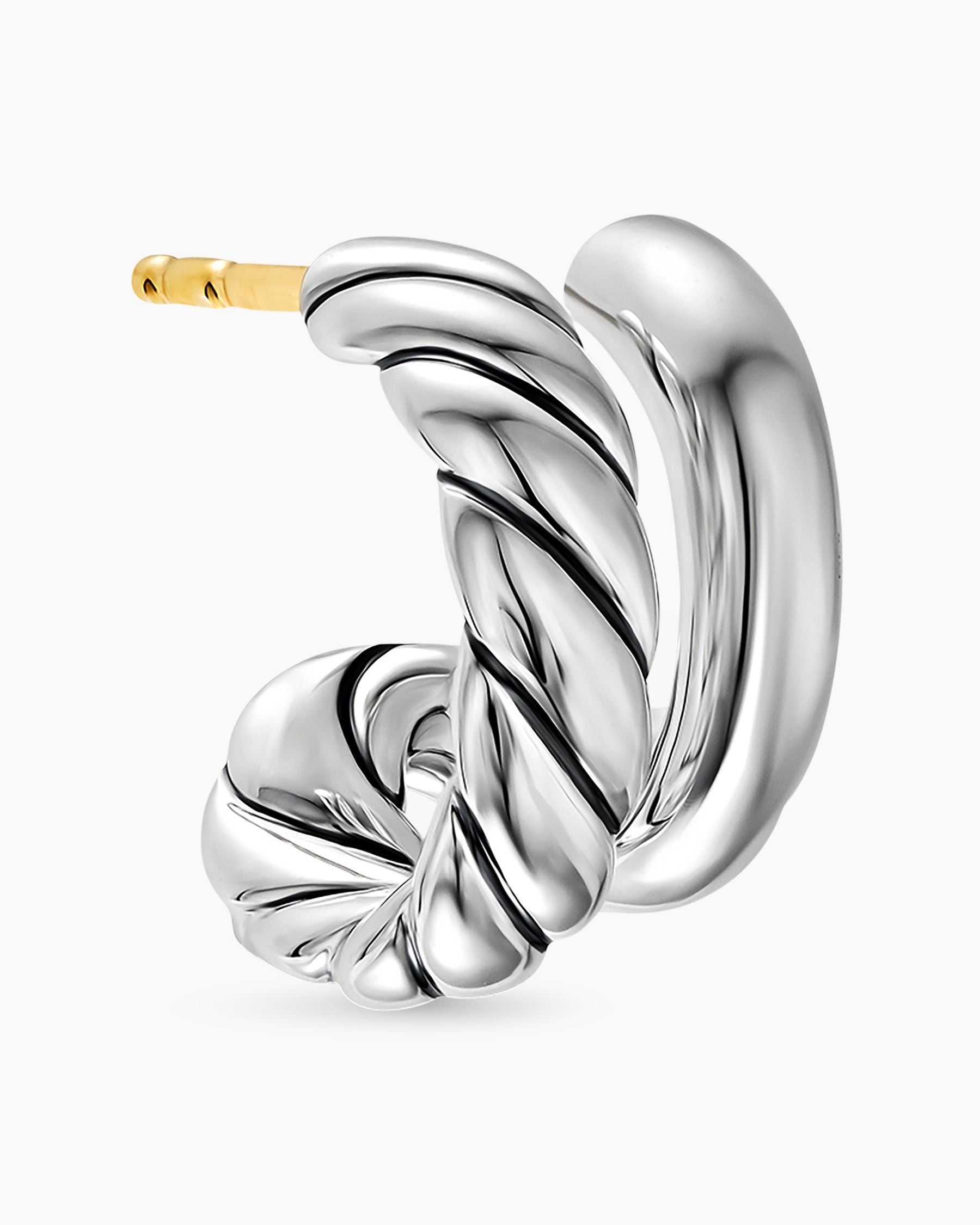 DY Mercer Double Hoop Huggie Earrings in Sterling Silver, 13.5mm - Image 5