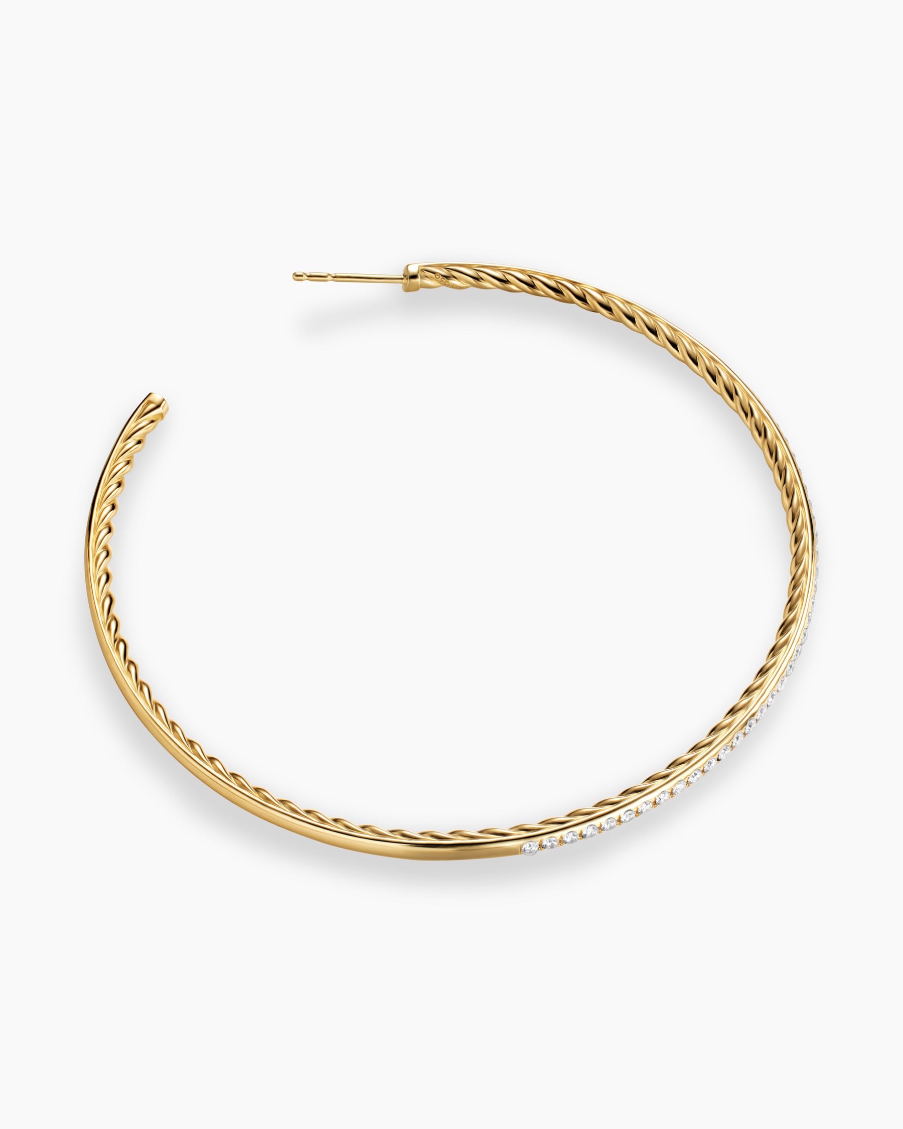 Pavé Hoop Earrings in 18K Yellow Gold with Diamonds, 63.5mm - Image 3