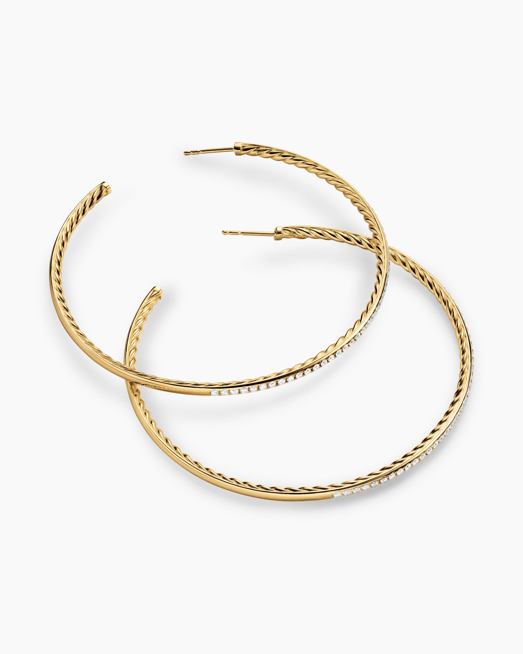 Pavé Hoop Earrings in 18K Yellow Gold with Diamonds, 63.5mm - Image 4
