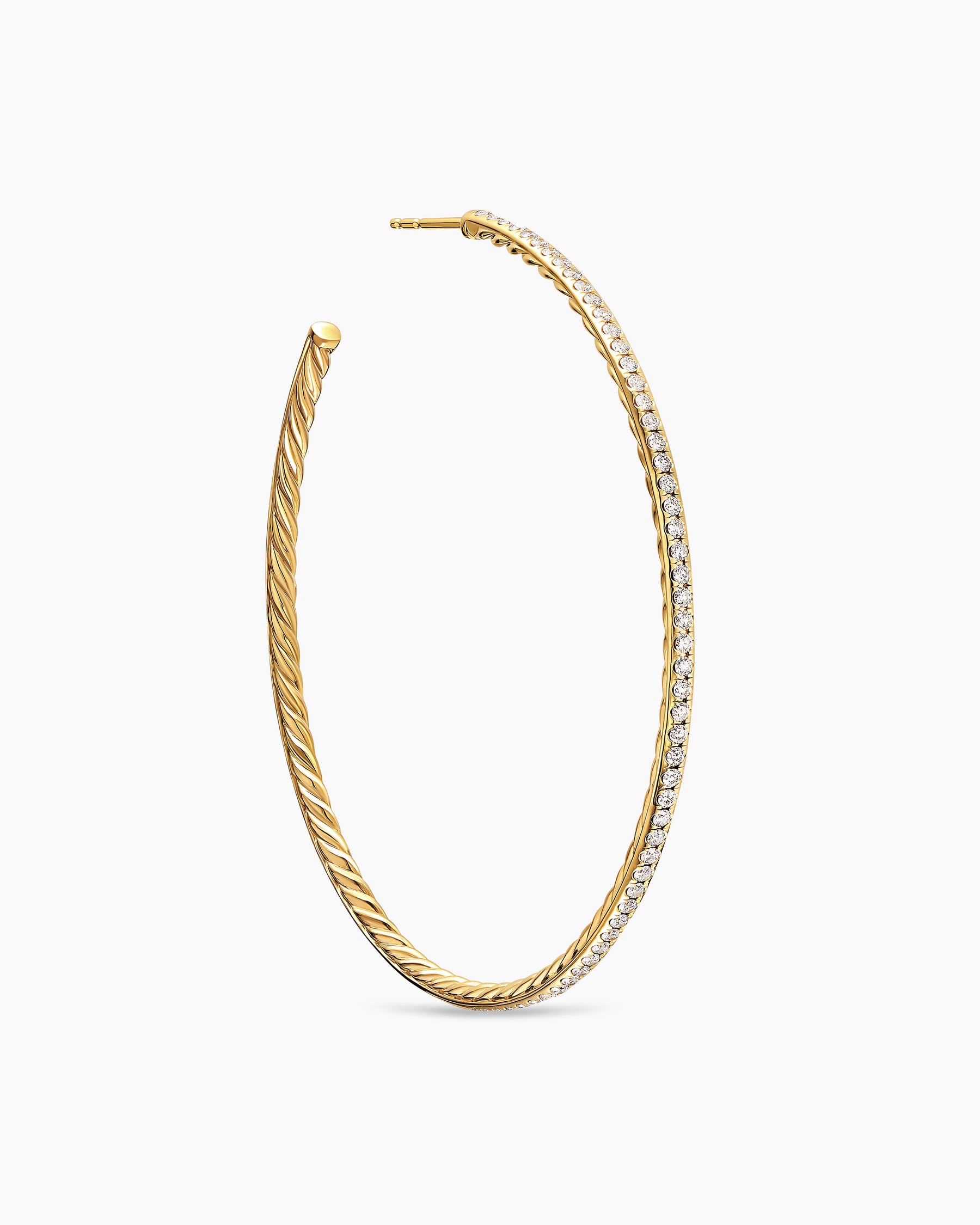 Pavé Hoop Earrings in 18K Yellow Gold with Diamonds, 63.5mm - Image 5