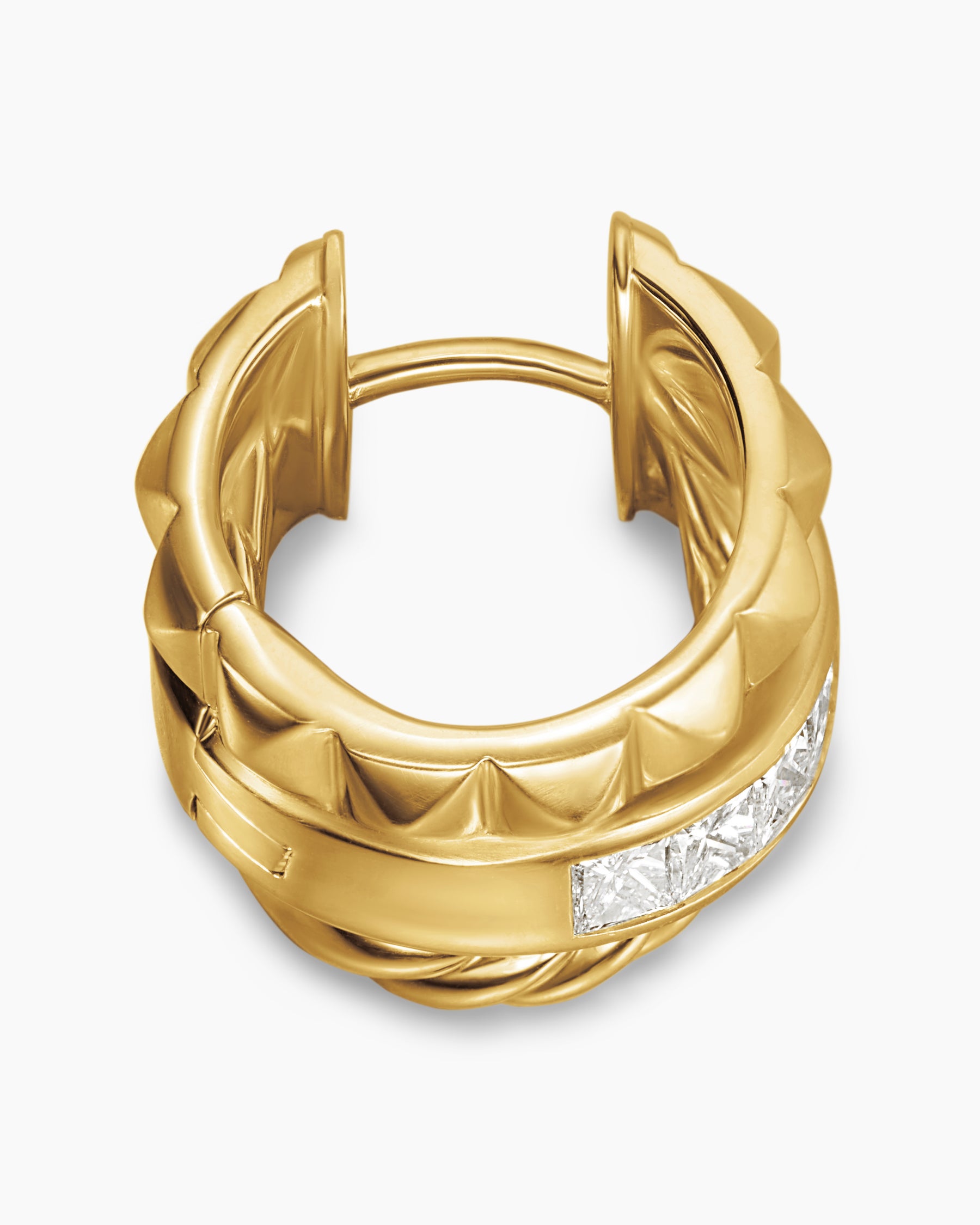 Crossover Trio Huggie Hoop Earrings in 18K Yellow Gold with Diamonds, 15.1mm - Image 3