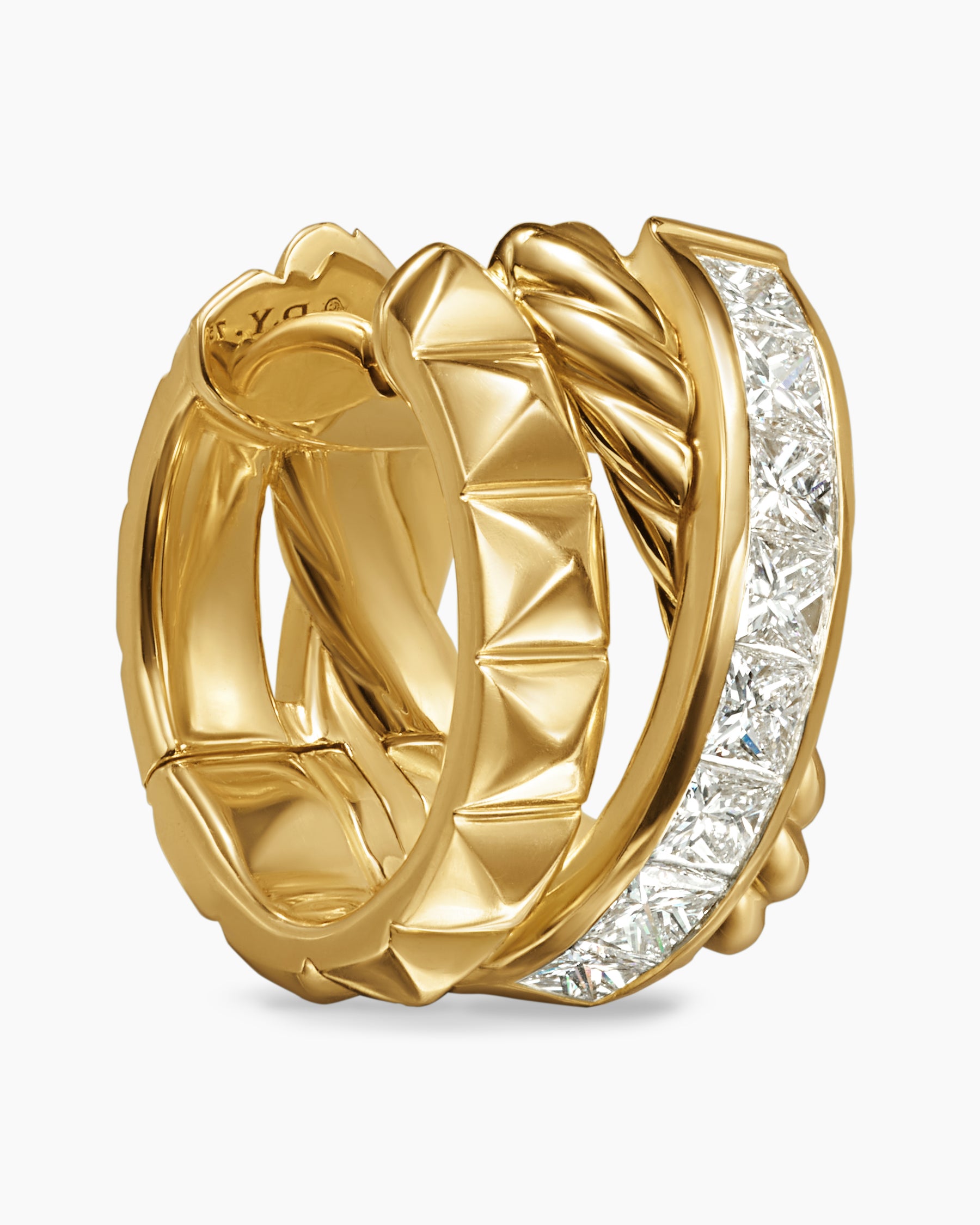 Crossover Trio Huggie Hoop Earrings in 18K Yellow Gold with Diamonds, 15.1mm - Image 5