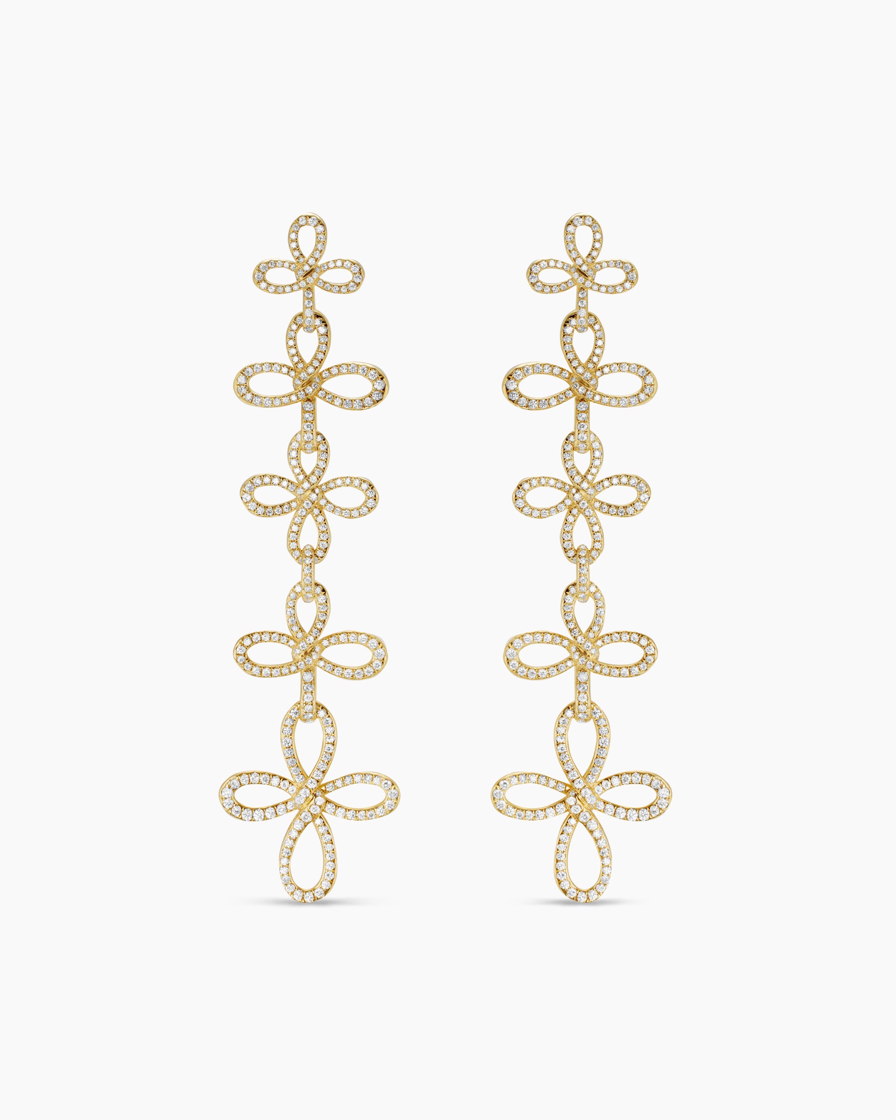 Wisteria Statement Earrings in 18K Yellow Gold with Diamonds, 90mm