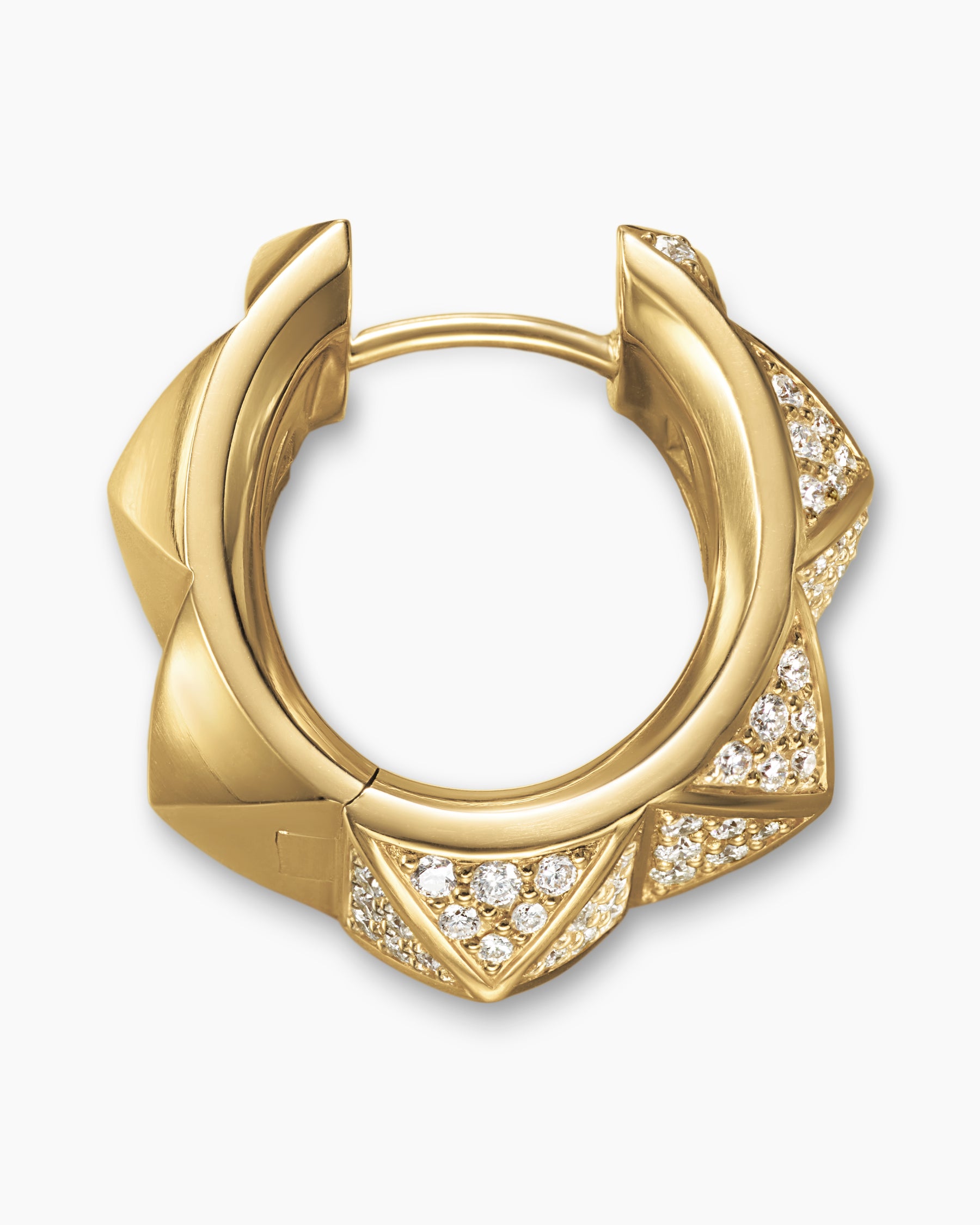 Pyramid Hoop Earrings in 18K Yellow Gold with Diamonds, 18.7mm - Image 3