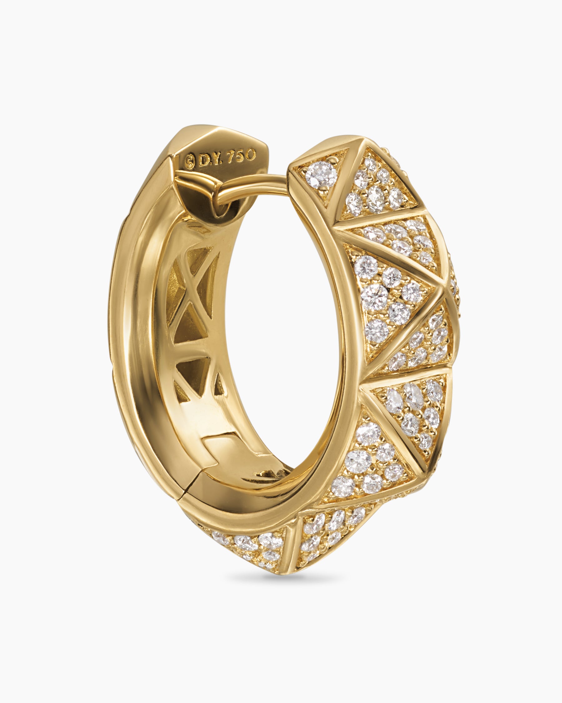 Pyramid Hoop Earrings in 18K Yellow Gold with Diamonds, 18.7mm - Image 5