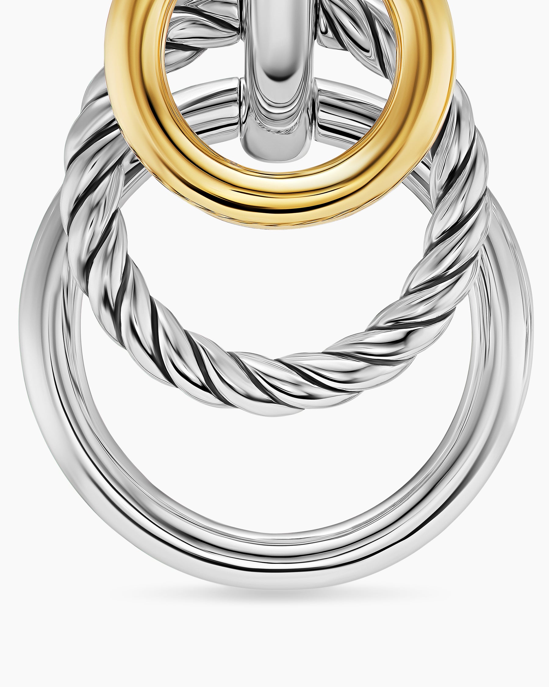 DY Mercer Triple Ring Drop Earrings in Sterling Silver with 18K Yellow Gold, 35.6mm - Image 4