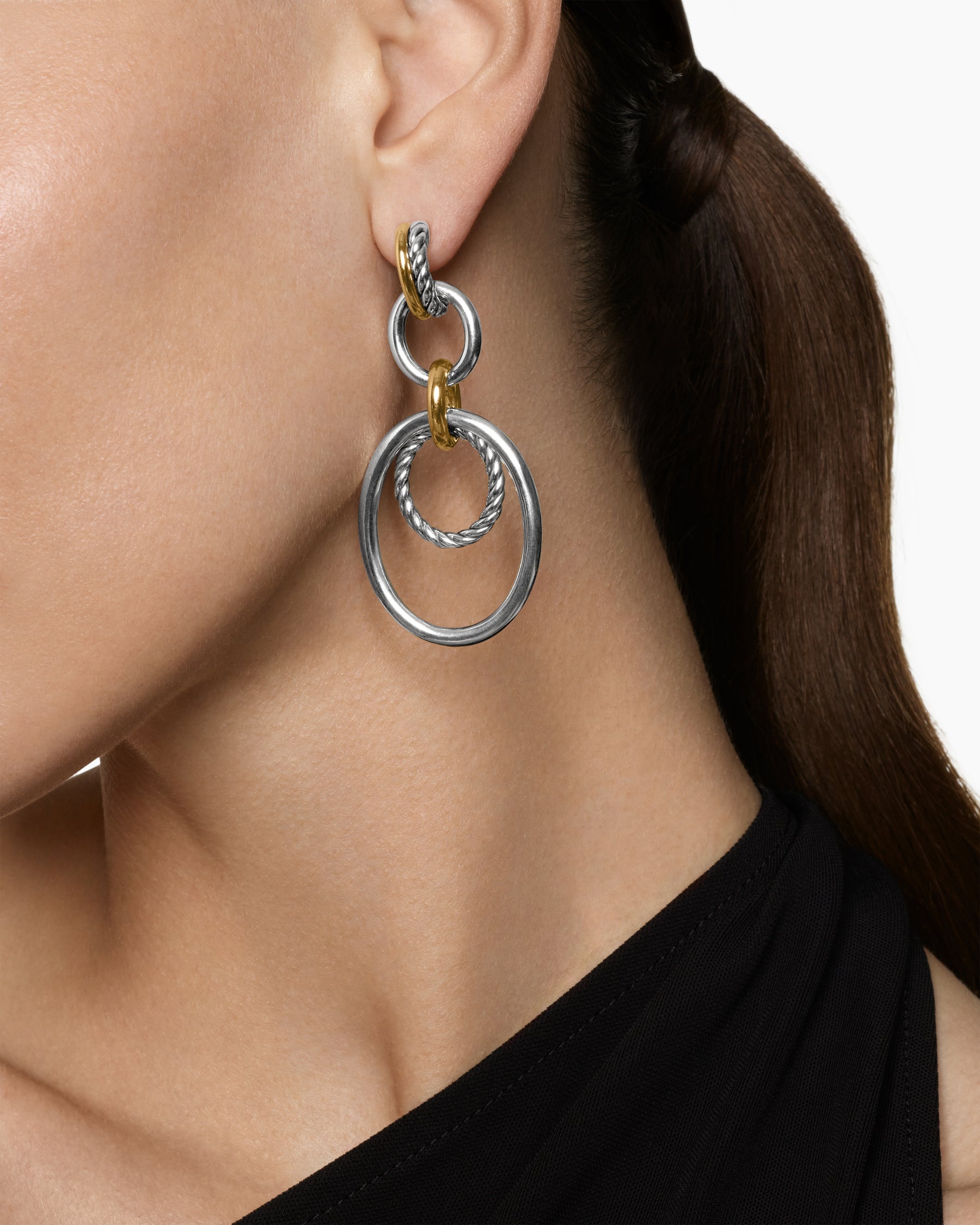 Alternative view of DY Mercer Mobile Drop Earrings in Sterling Silver with 18K Yellow Gold, 65.7mm