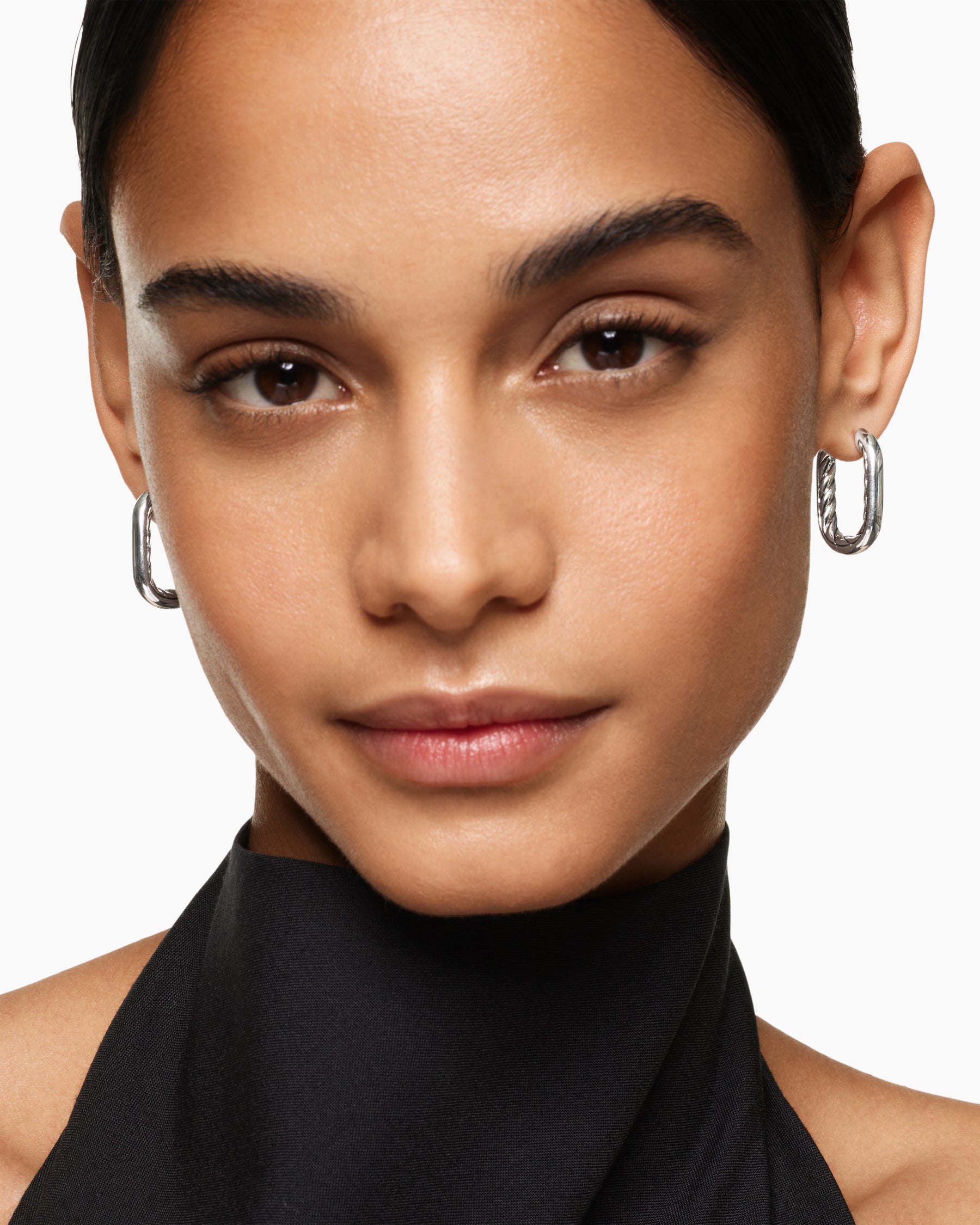 Alternative view of DY Madison Smooth Hoop Earrings in Sterling Silver, 24.3mm
