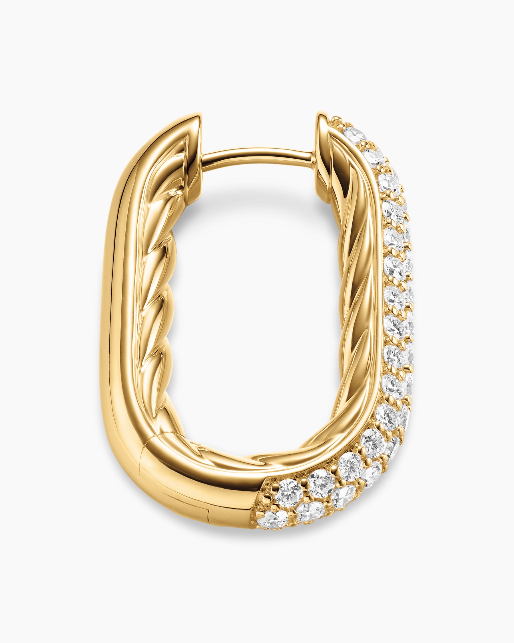 DY Madison Smooth Hoop Earrings in 18K Yellow Gold with Diamonds, 24.3mm - Image 3