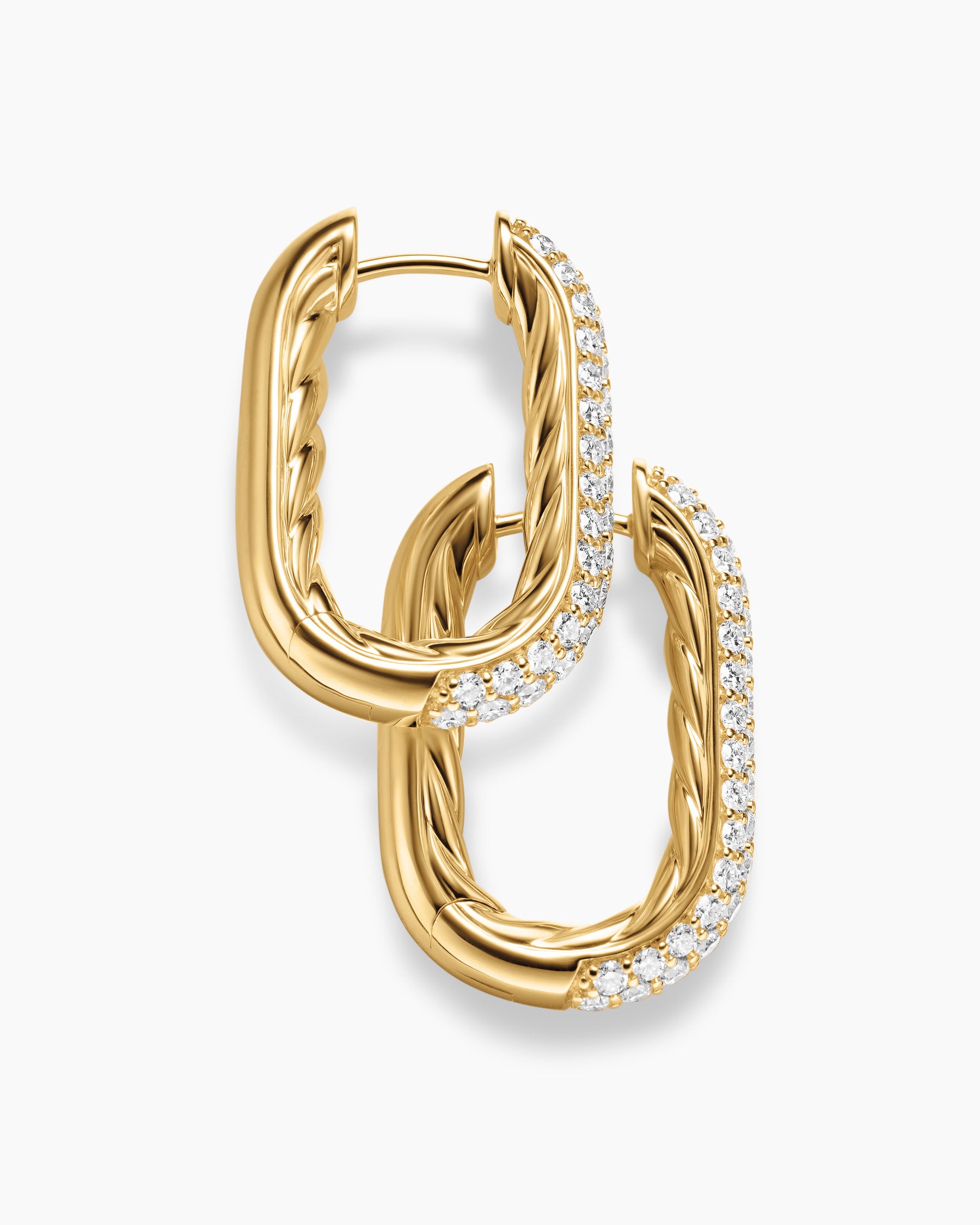 DY Madison Smooth Hoop Earrings in 18K Yellow Gold with Diamonds, 24.3mm - Image 4