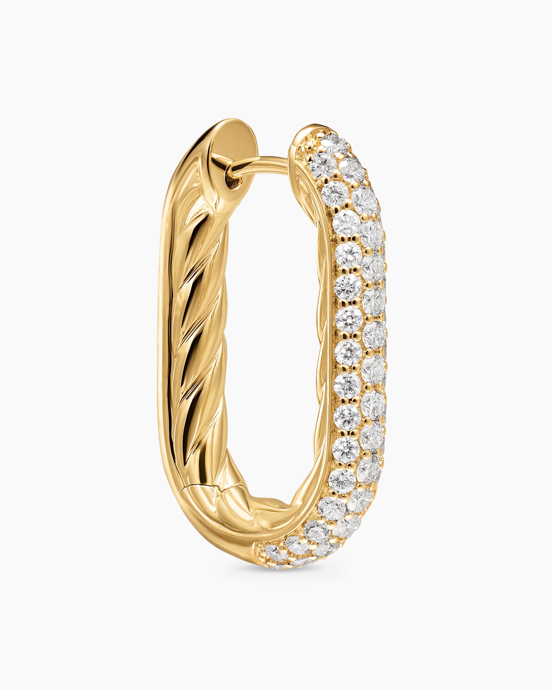 DY Madison Smooth Hoop Earrings in 18K Yellow Gold with Diamonds, 24.3mm - Image 5