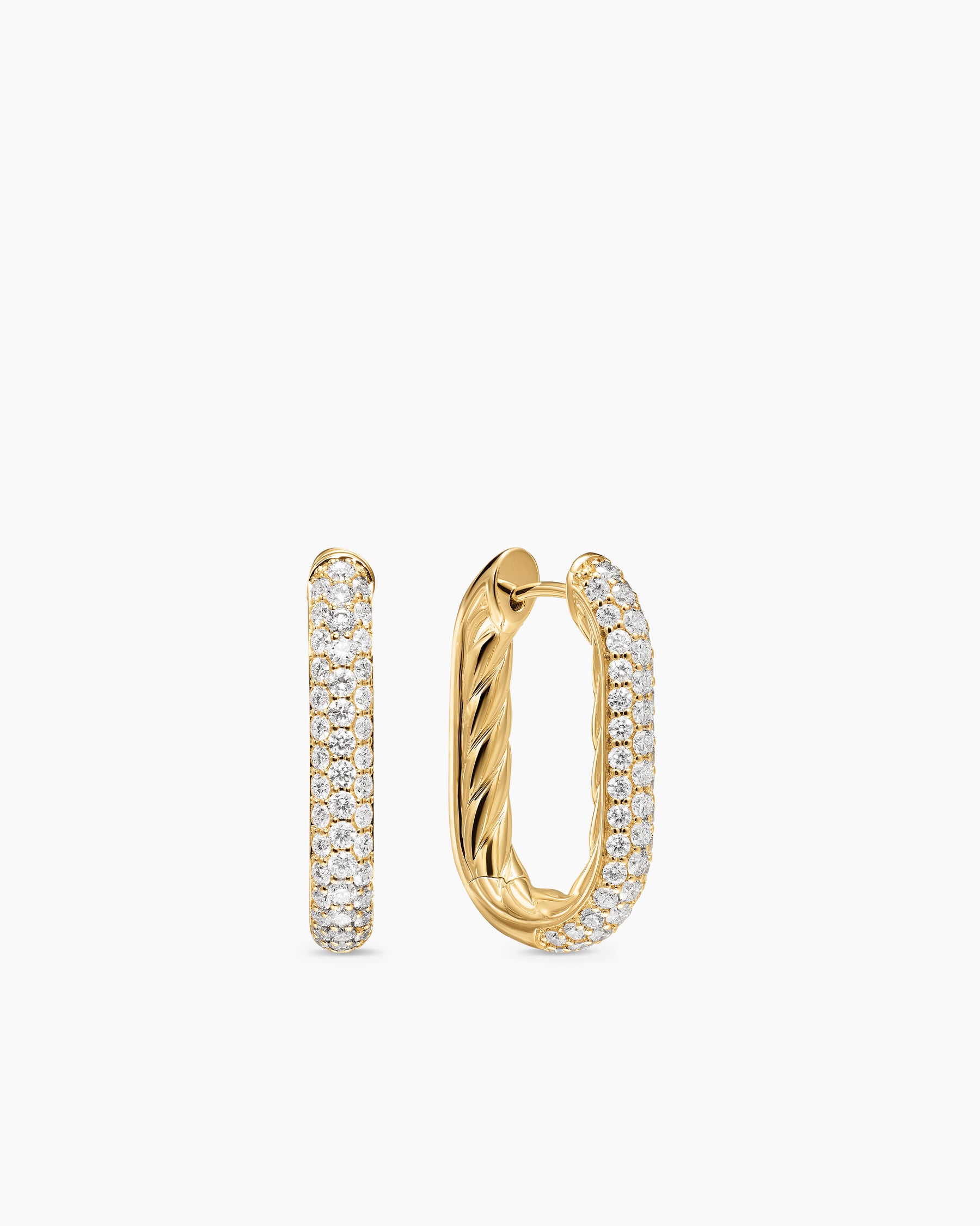 DY Madison Smooth Hoop Earrings in 18K Yellow Gold with Diamonds, 24.3mm