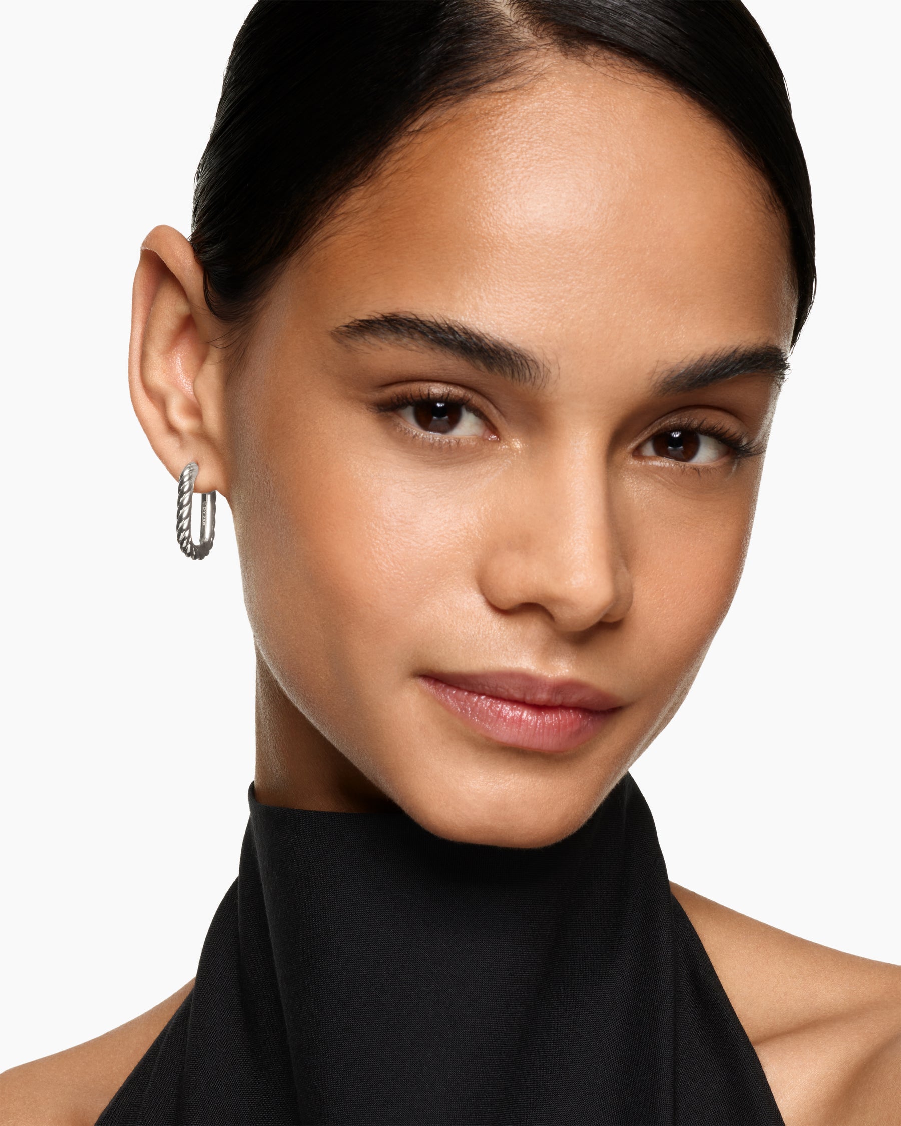 Alternative view of DY Madison Cable Hoop Earrings in Sterling Silver, 24.3mm