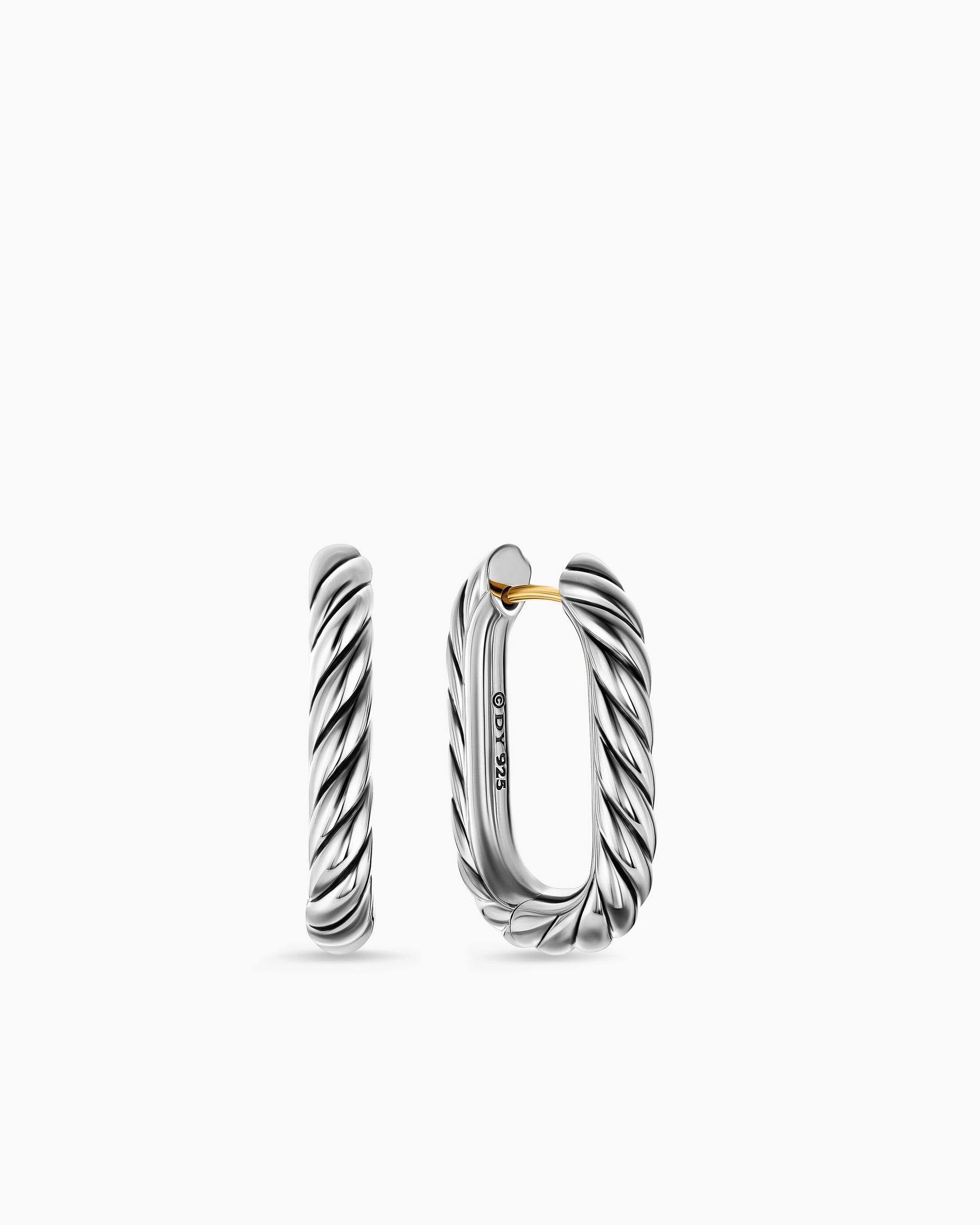 DY Madison Cable Hoop Earrings in Sterling Silver, 24.3mm
