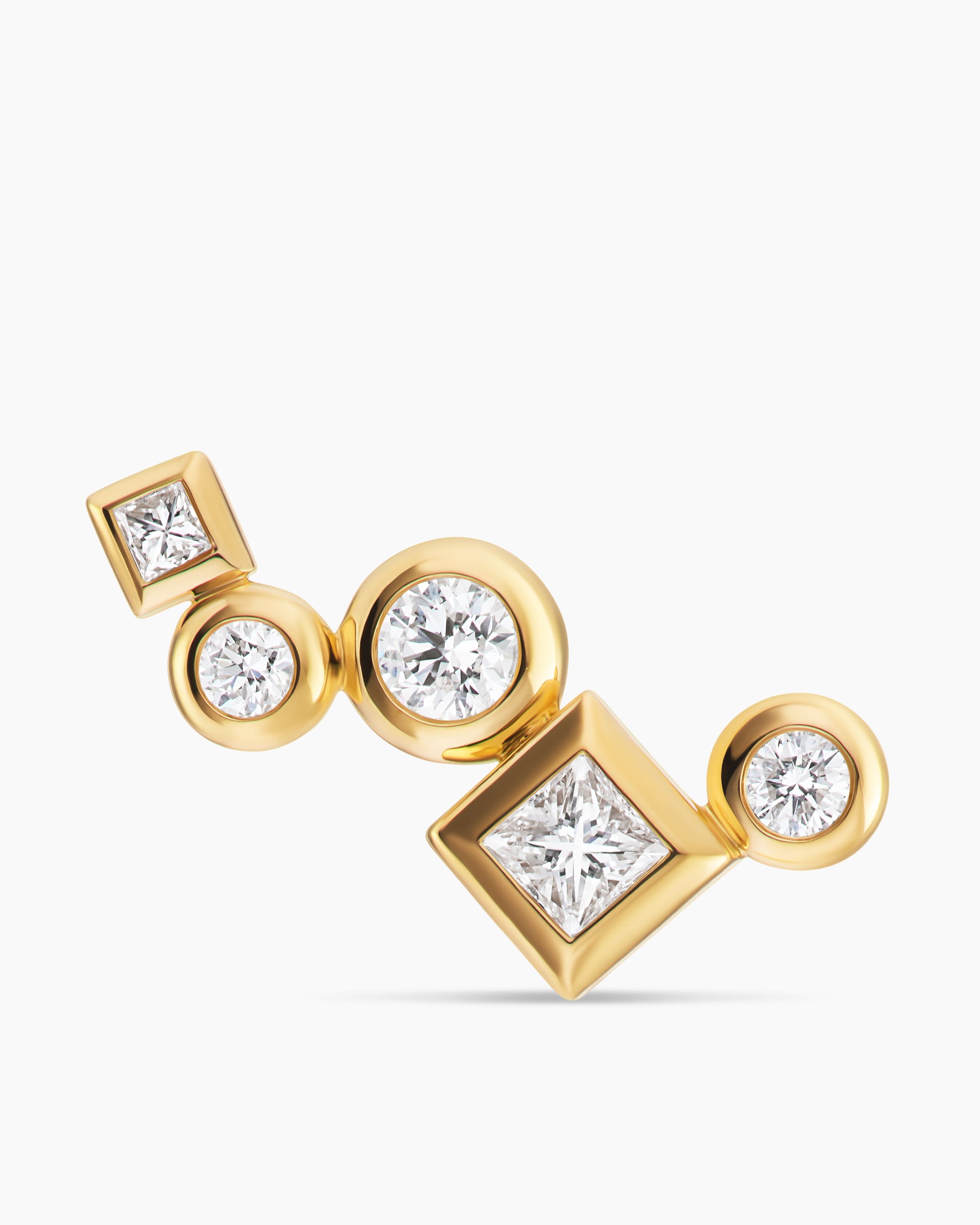 Petite Modern Renaissance Climber Earrings in 18K Yellow Gold with Diamonds, 15mm - Image 4