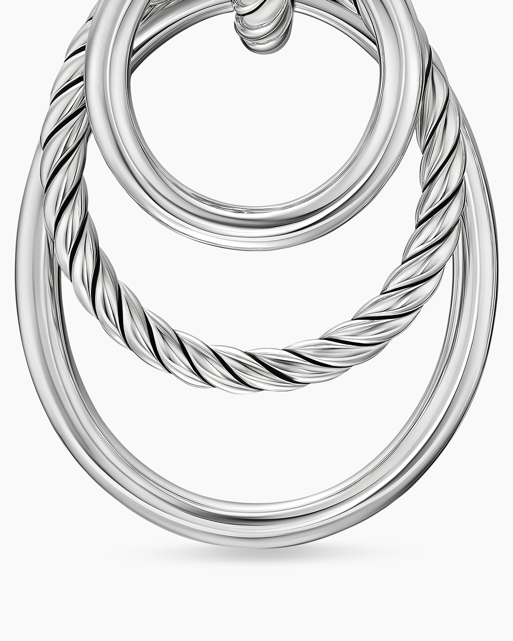 DY Mercer Bold Triple Ring Drop Earrings in Sterling Silver, 48mm - Image 4