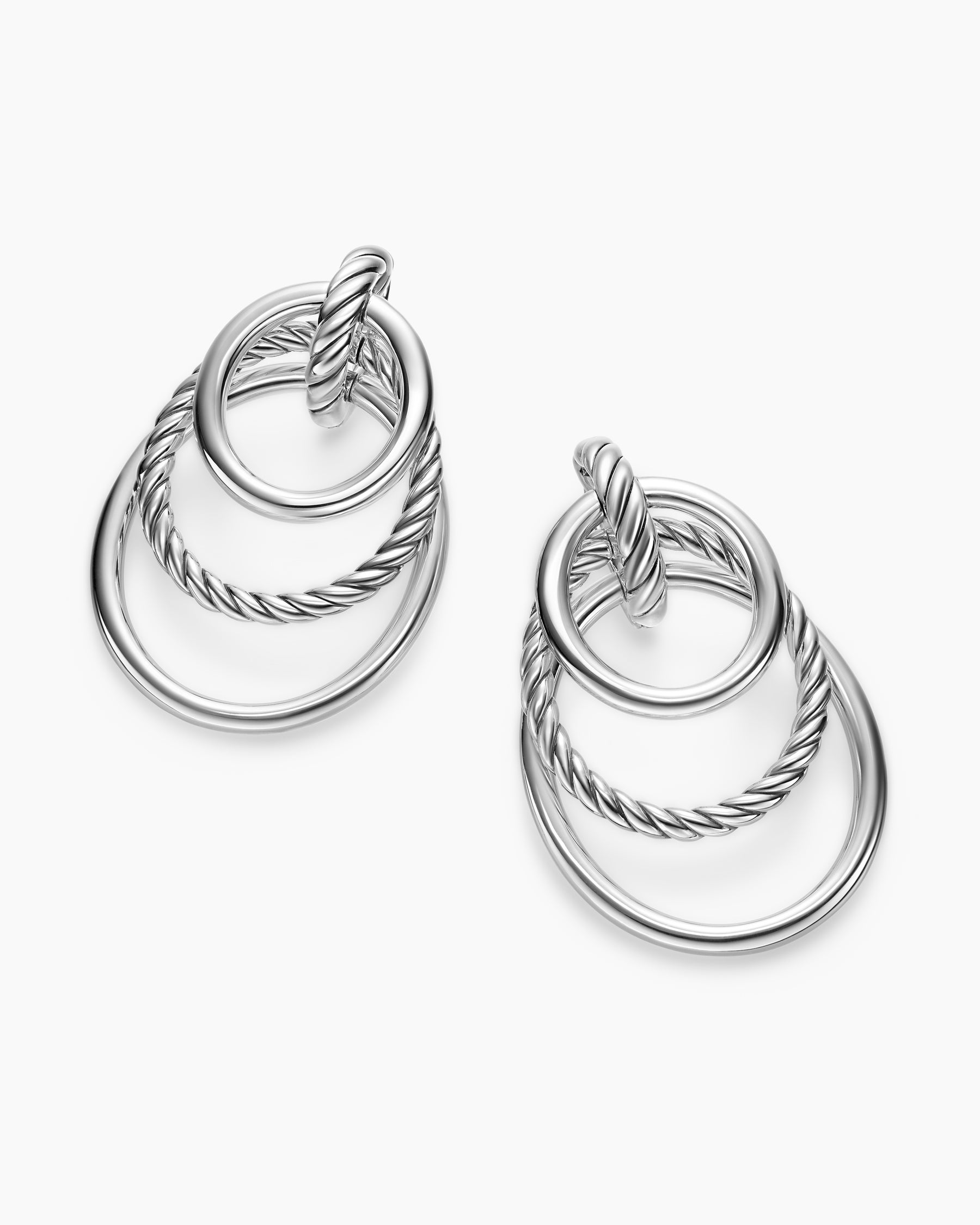 DY Mercer Bold Triple Ring Drop Earrings in Sterling Silver, 48mm - Image 5