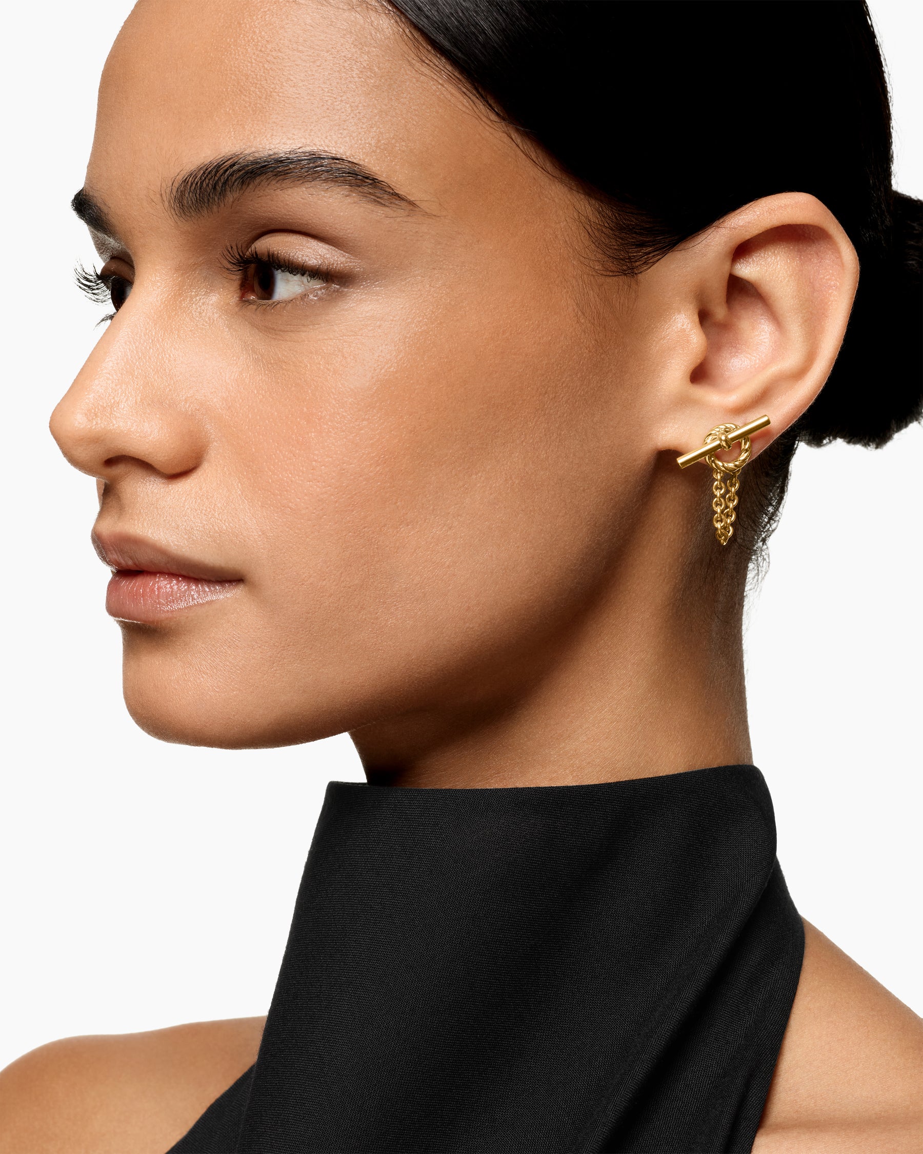Alternative view of DY Mercer Bold Toggle Chain Stud Earrings in 18K Yellow Gold, 50.4mm
