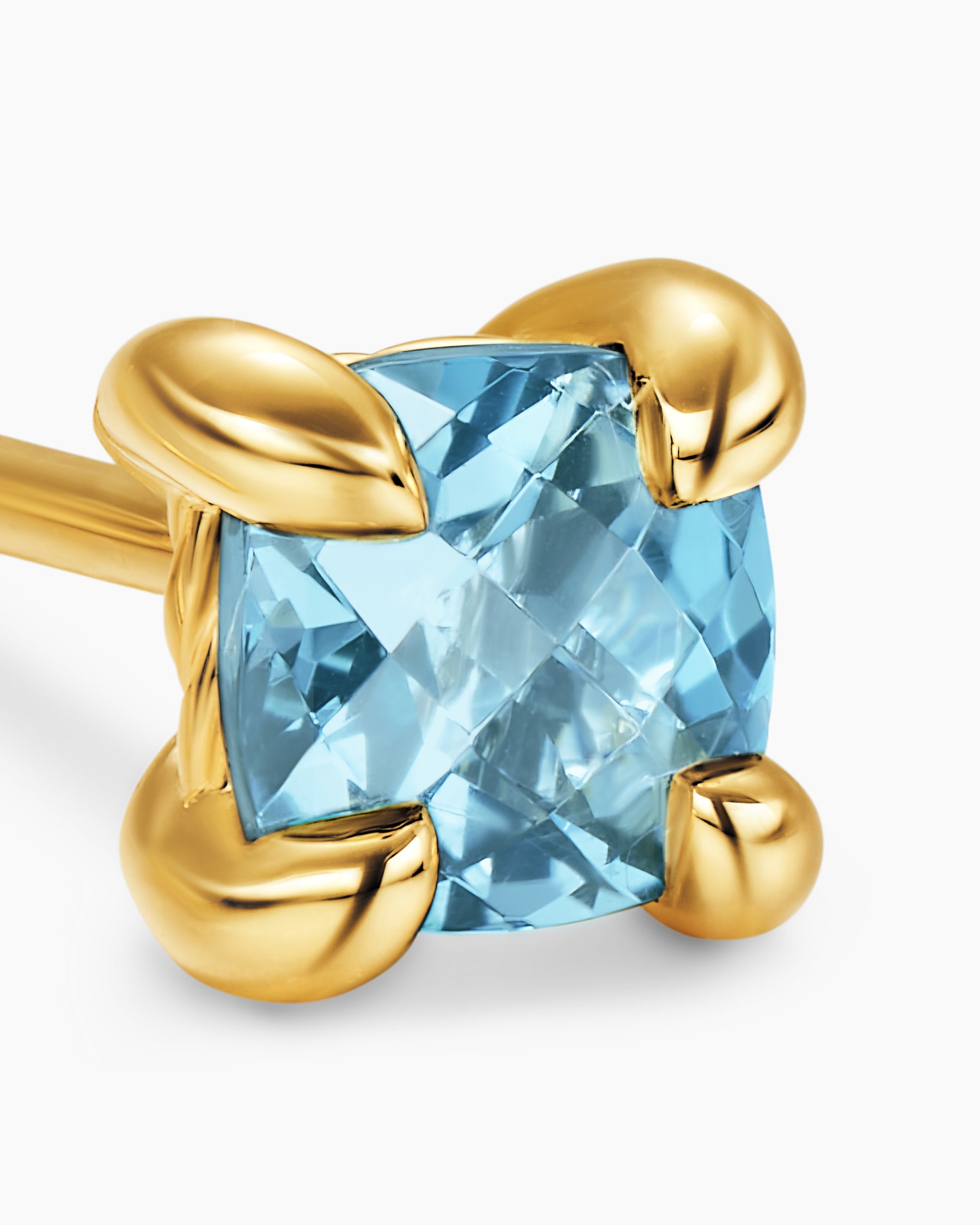 Micro Chatelaine Stud Earrings in 18K Yellow Gold with Aquamarine, 4.8mm - Image 4