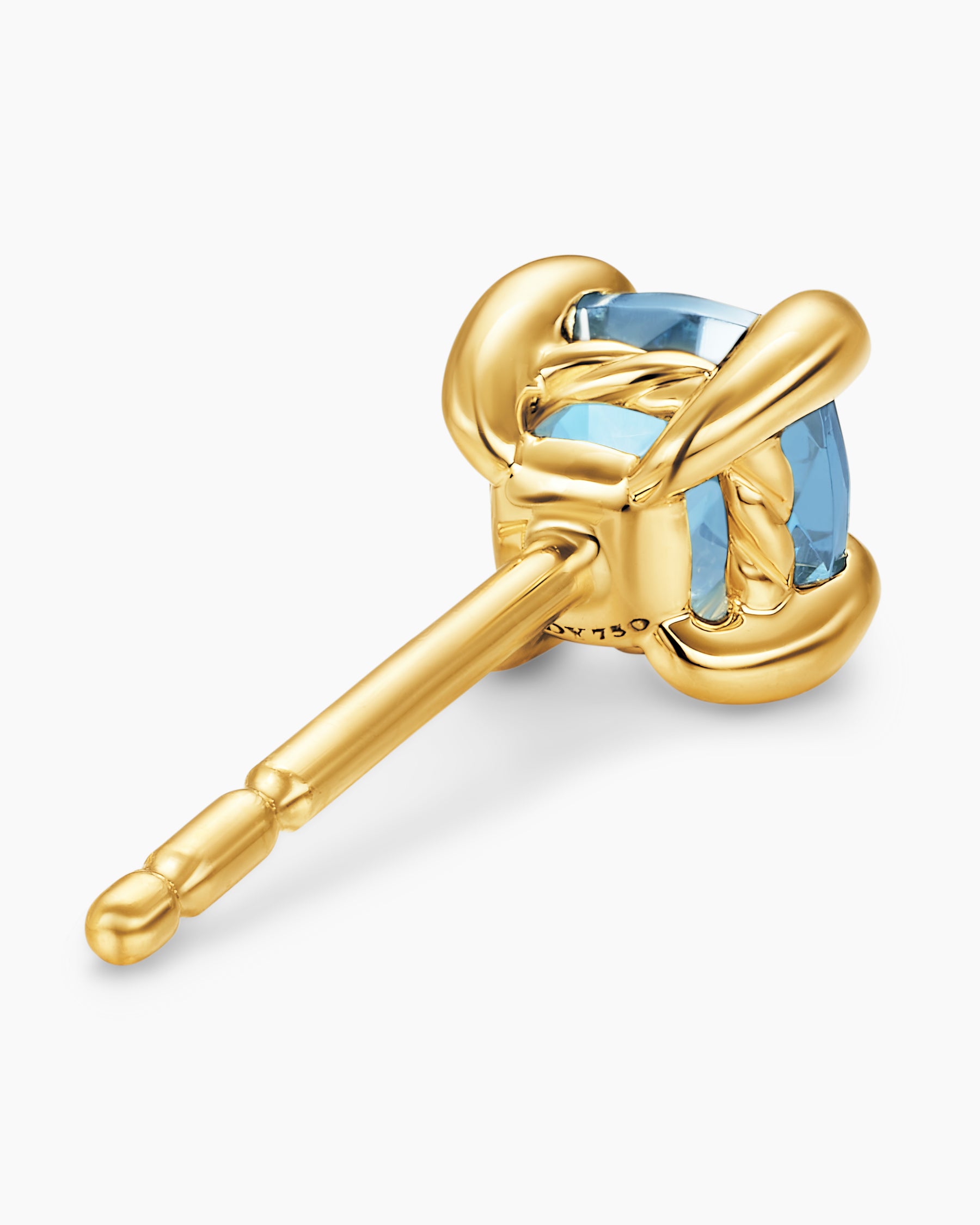 Micro Chatelaine Stud Earrings in 18K Yellow Gold with Aquamarine, 4.8mm - Image 5