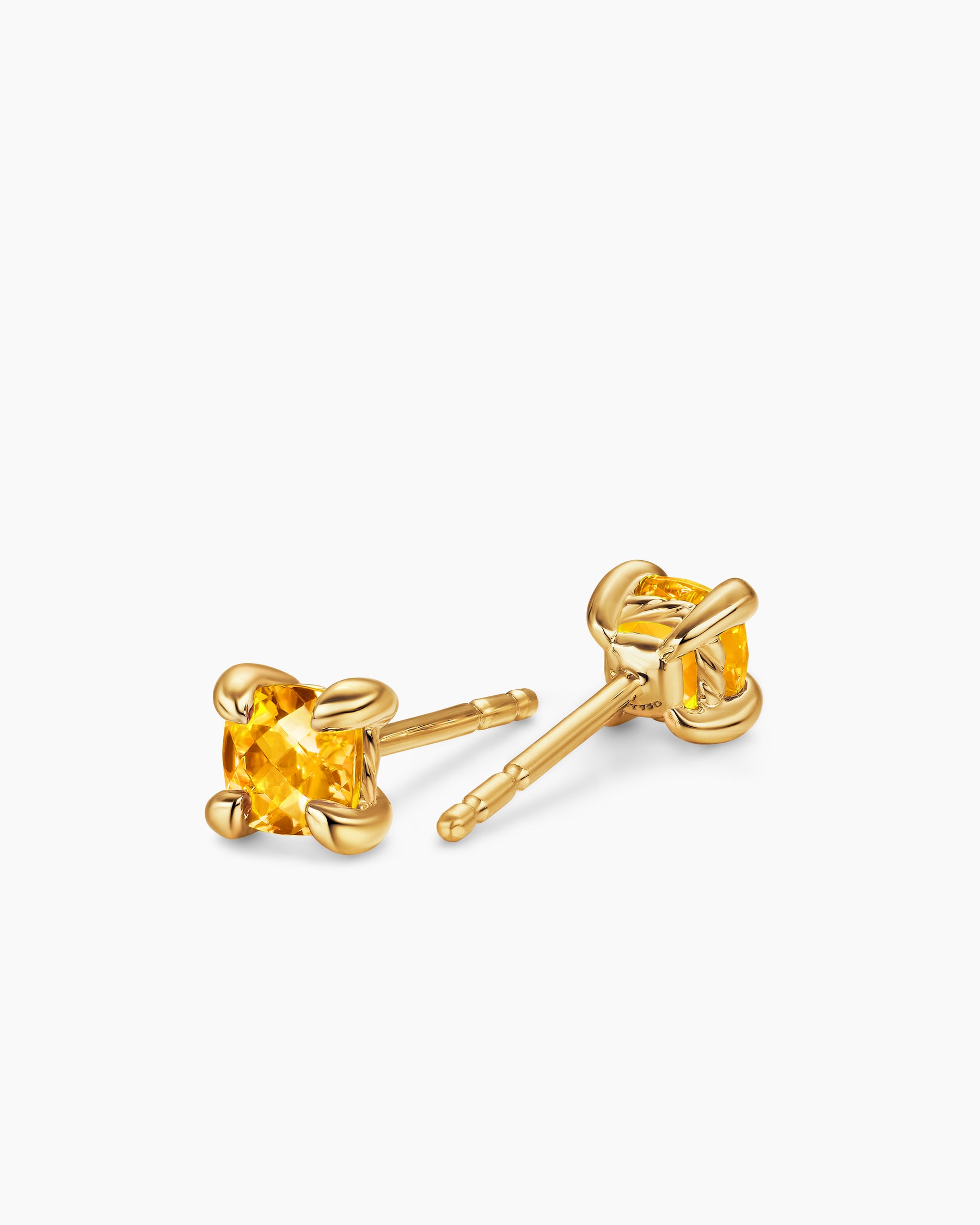 Micro Chatelaine Stud Earrings in 18K Yellow Gold with Citrine, 4.8mm - Image 3