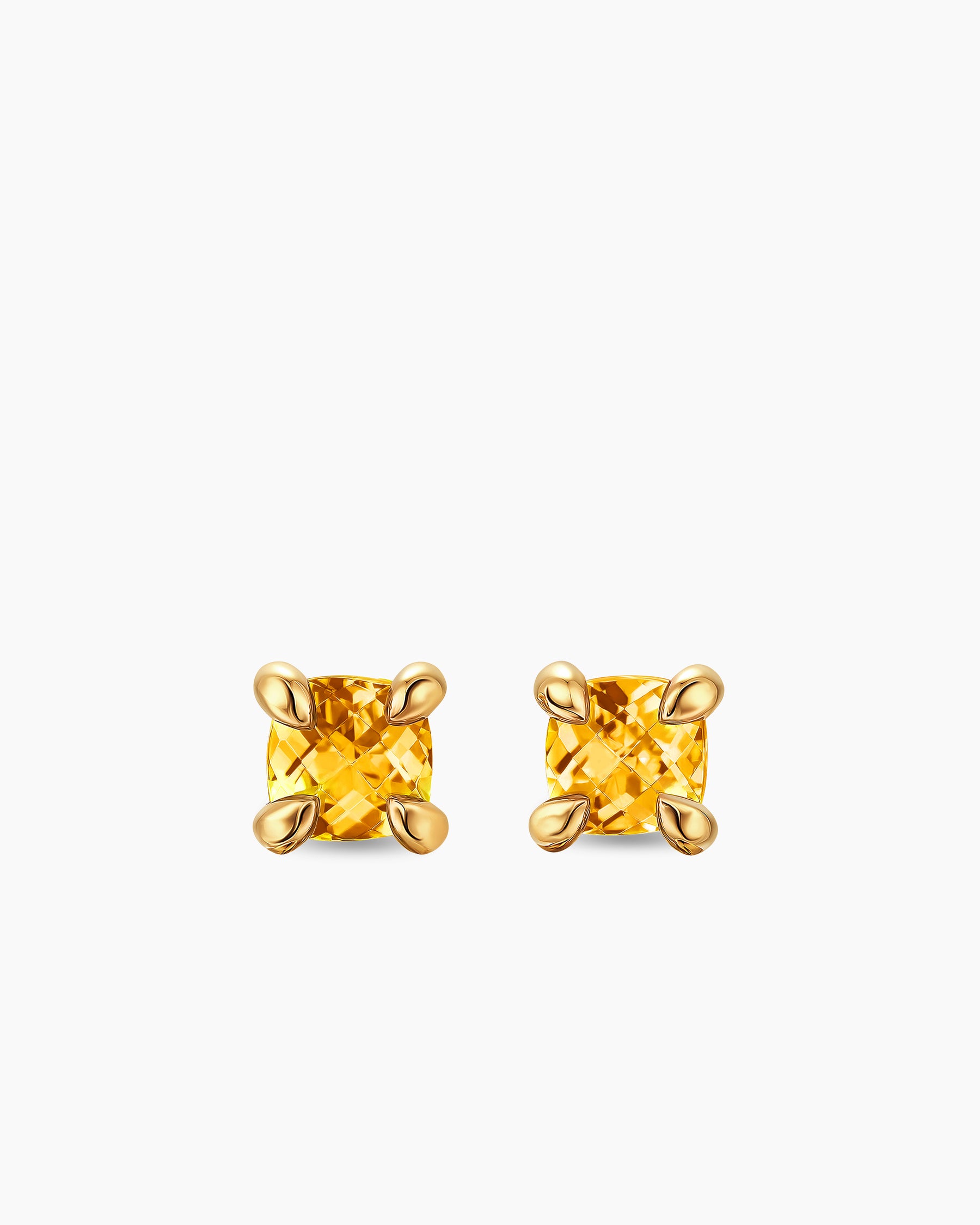 Micro Chatelaine Stud Earrings in 18K Yellow Gold with Citrine, 4.8mm