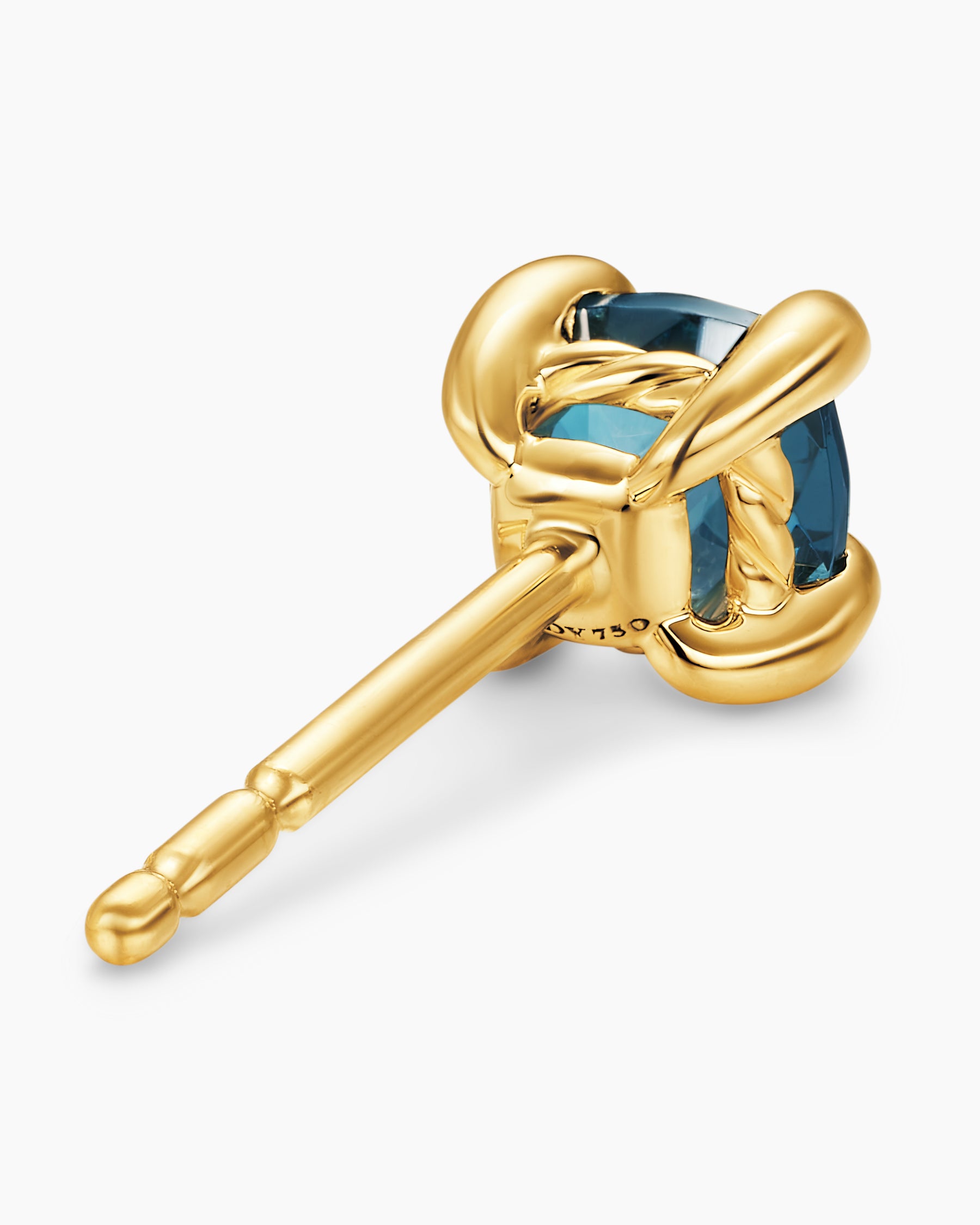 Micro Chatelaine Stud Earrings in 18K Yellow Gold with Hampton Blue Topaz, 4.8mm - Image 5