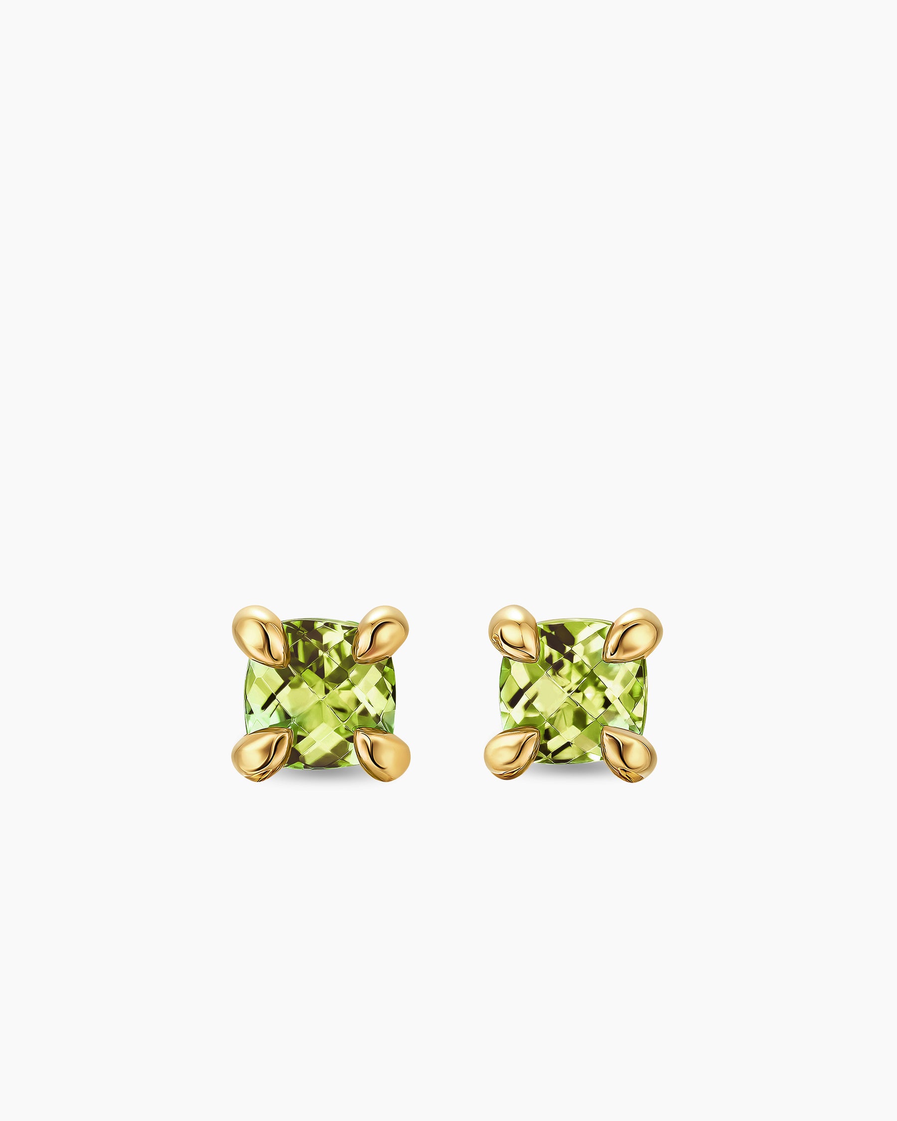 Micro Chatelaine Stud Earrings in 18K Yellow Gold with Peridot, 4.8mm