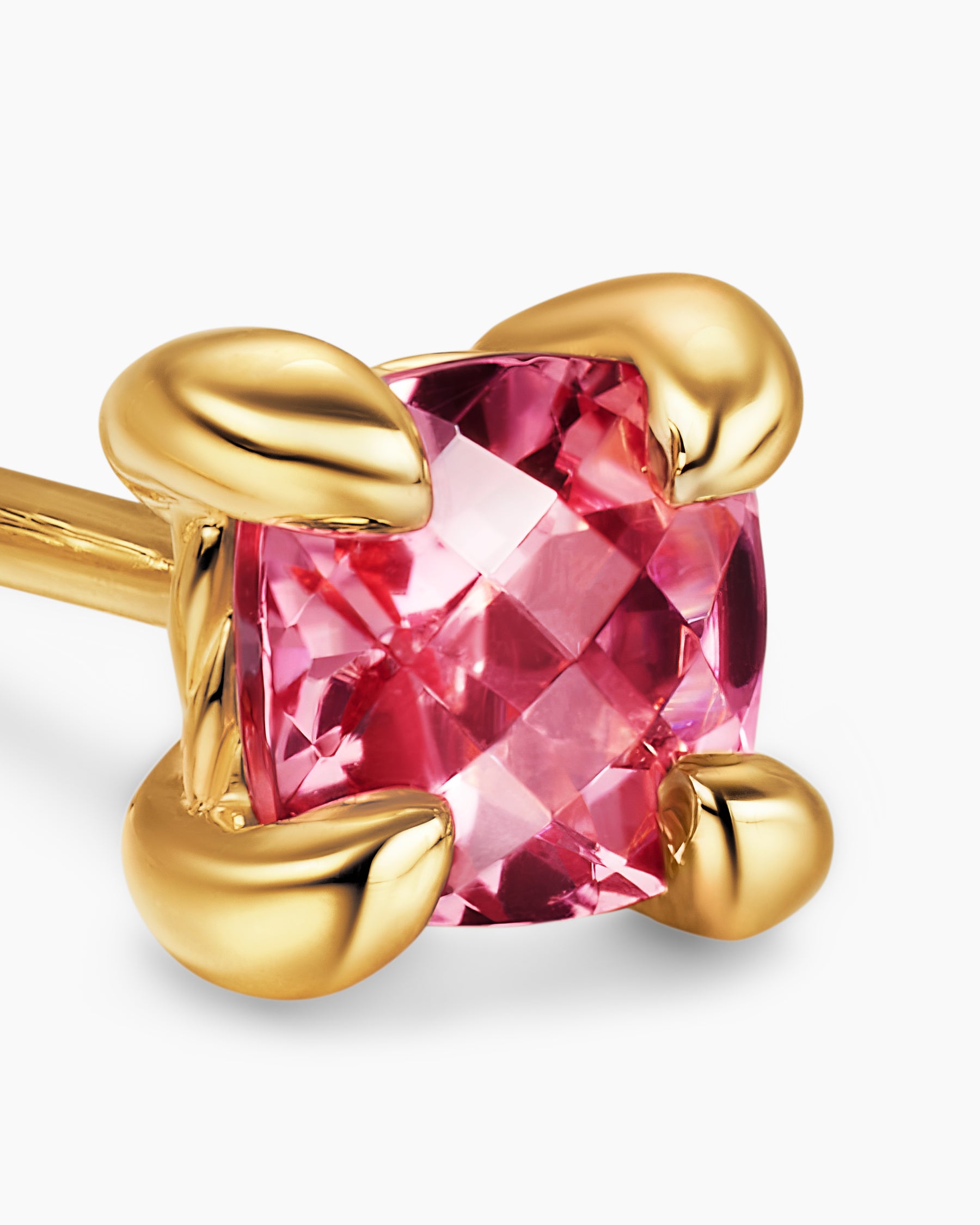 Micro Chatelaine Stud Earrings in 18K Yellow Gold with Pink Tourmaline, 4.8mm - Image 4