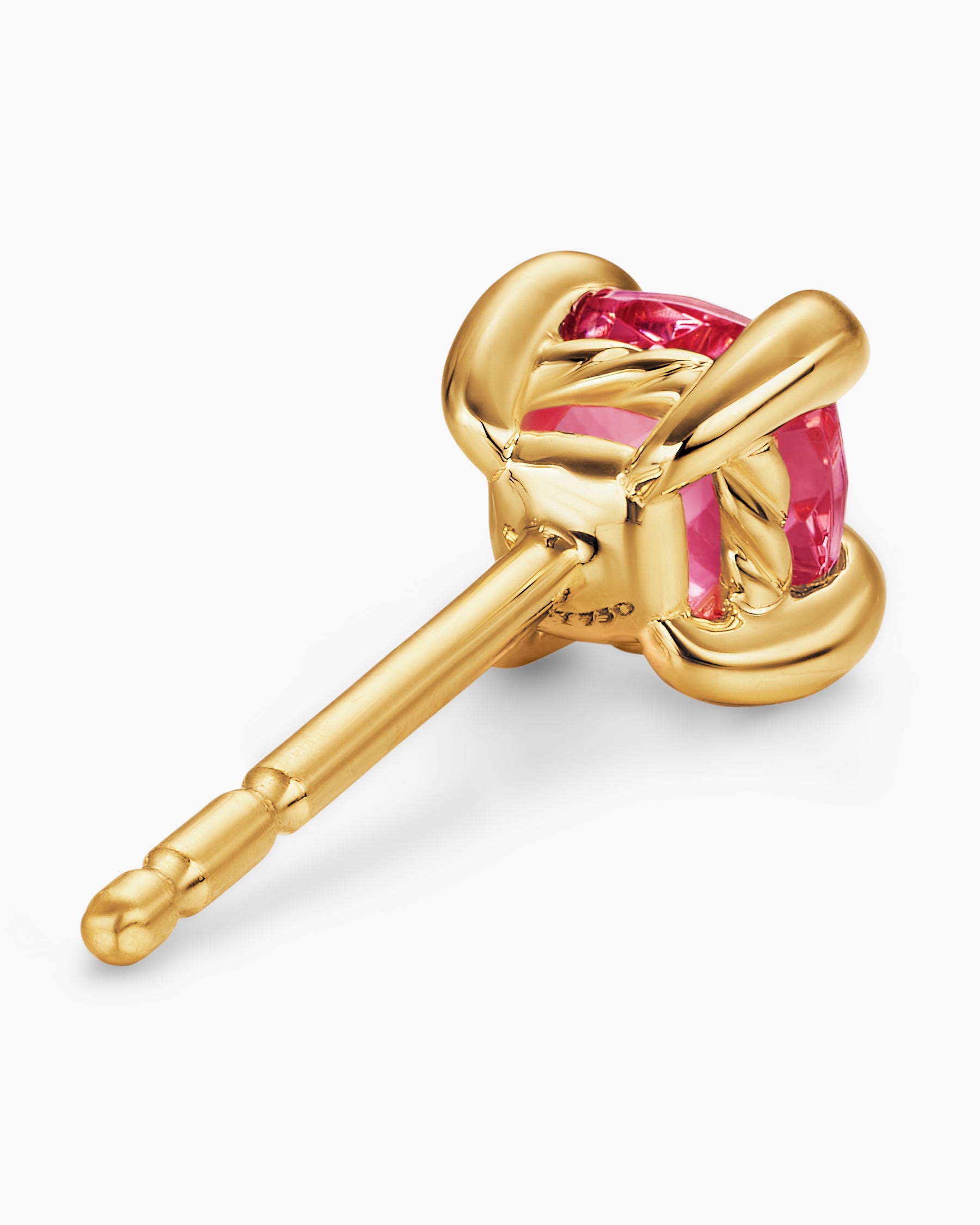 Micro Chatelaine Stud Earrings in 18K Yellow Gold with Pink Tourmaline, 4.8mm - Image 5