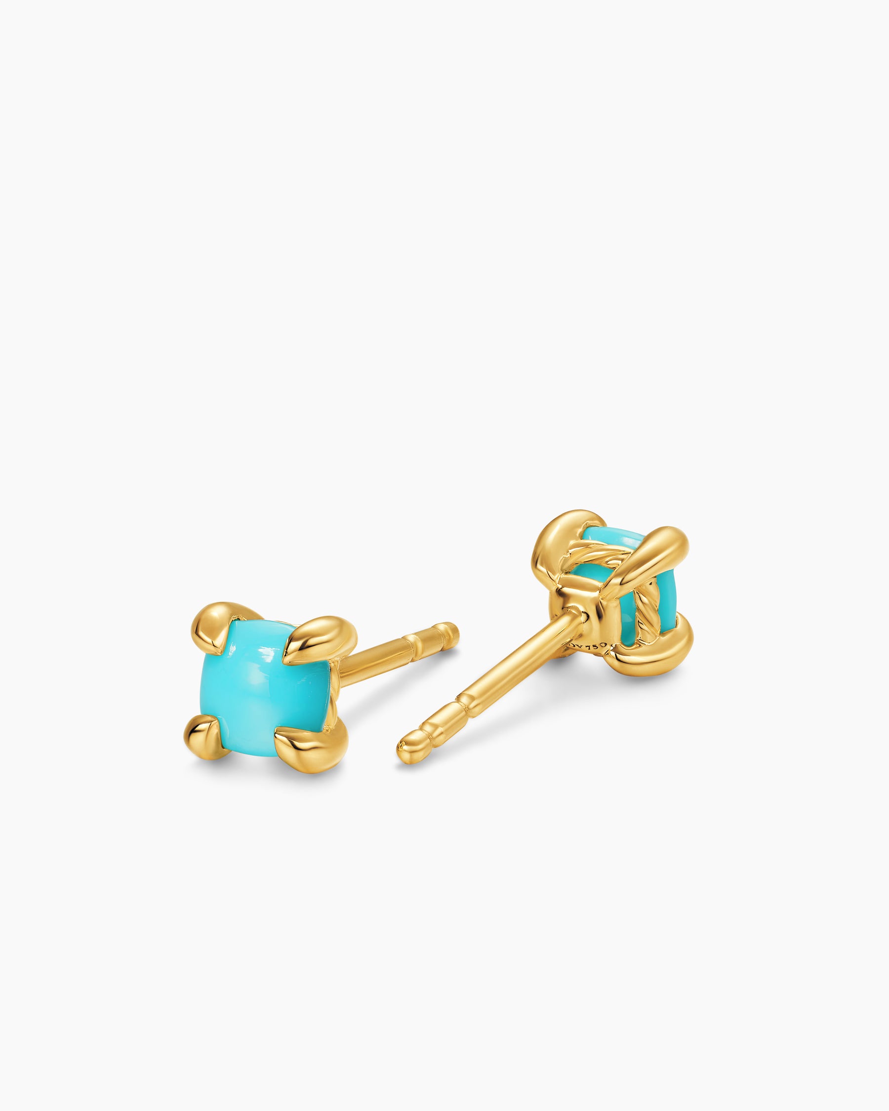 Micro Chatelaine Stud Earrings in 18K Yellow Gold with Turquoise, 4.8mm - Image 3