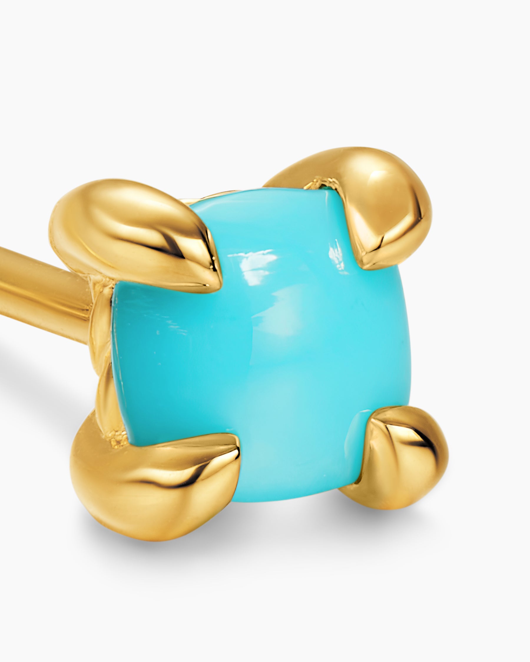 Micro Chatelaine Stud Earrings in 18K Yellow Gold with Turquoise, 4.8mm - Image 4