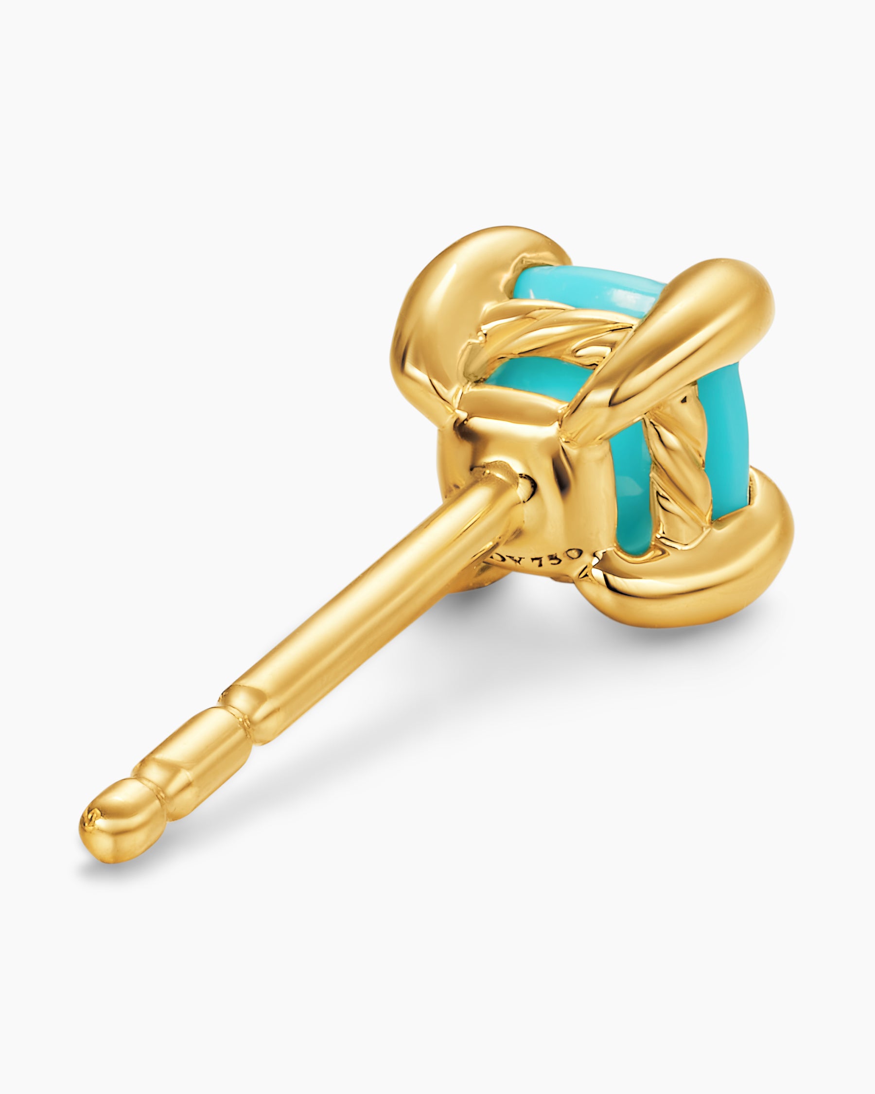 Micro Chatelaine Stud Earrings in 18K Yellow Gold with Turquoise, 4.8mm - Image 5