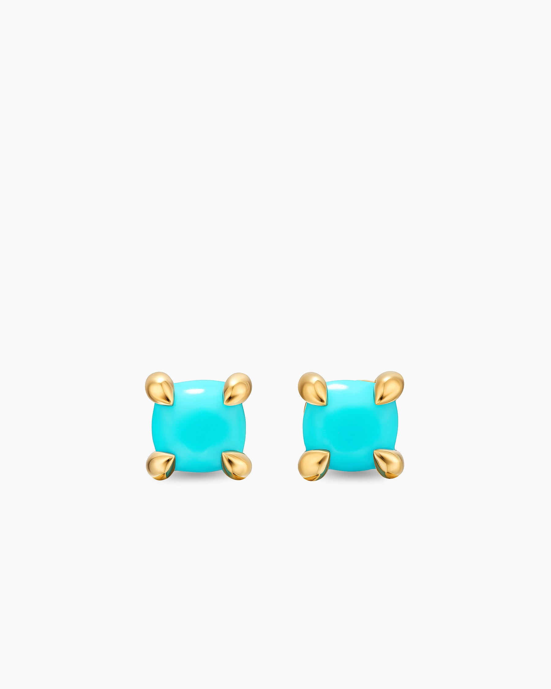 Micro Chatelaine Stud Earrings in 18K Yellow Gold with Turquoise, 4.8mm