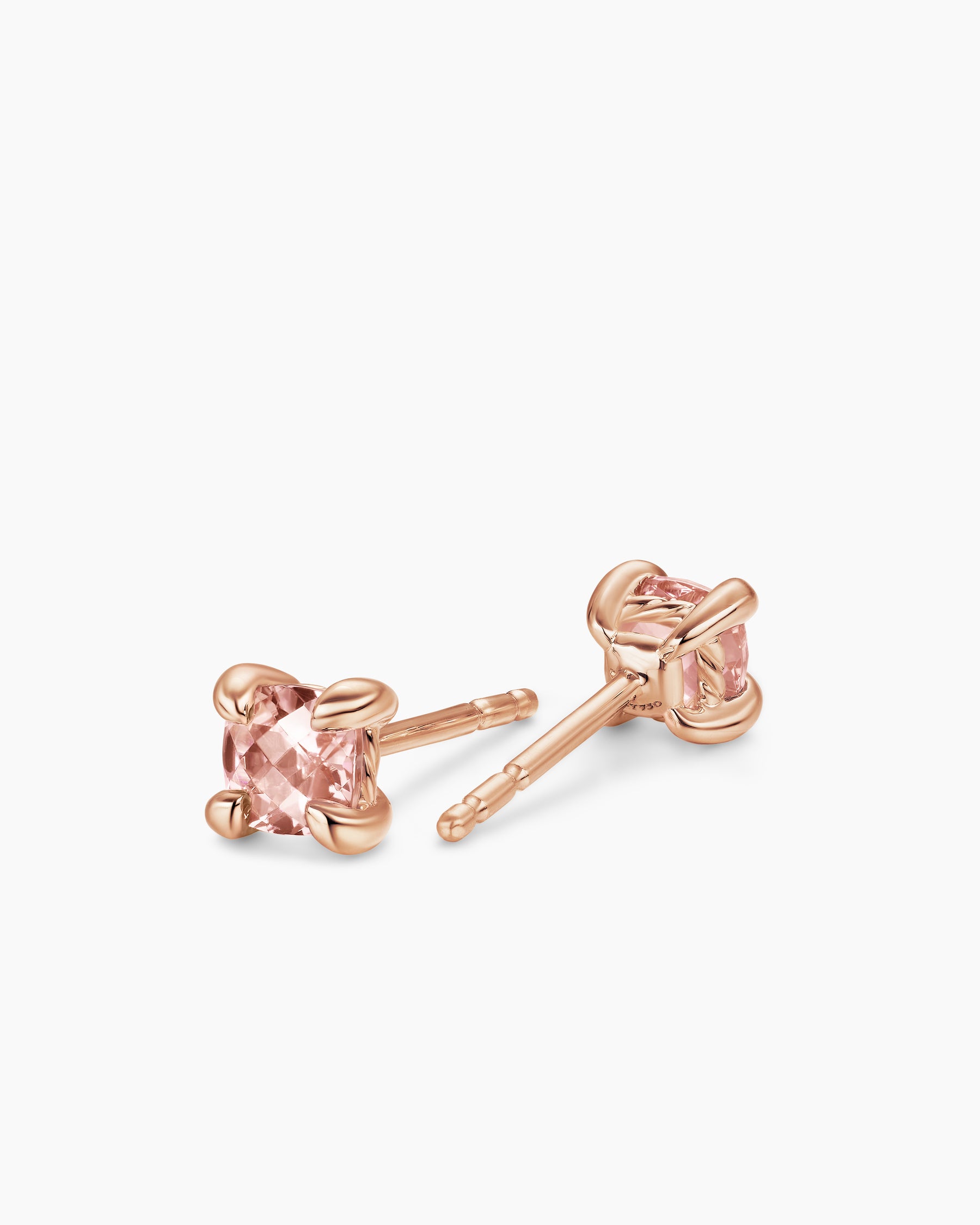 Micro Chatelaine Stud Earrings in 18K Rose Gold with Morganite, 4.8mm - Image 3