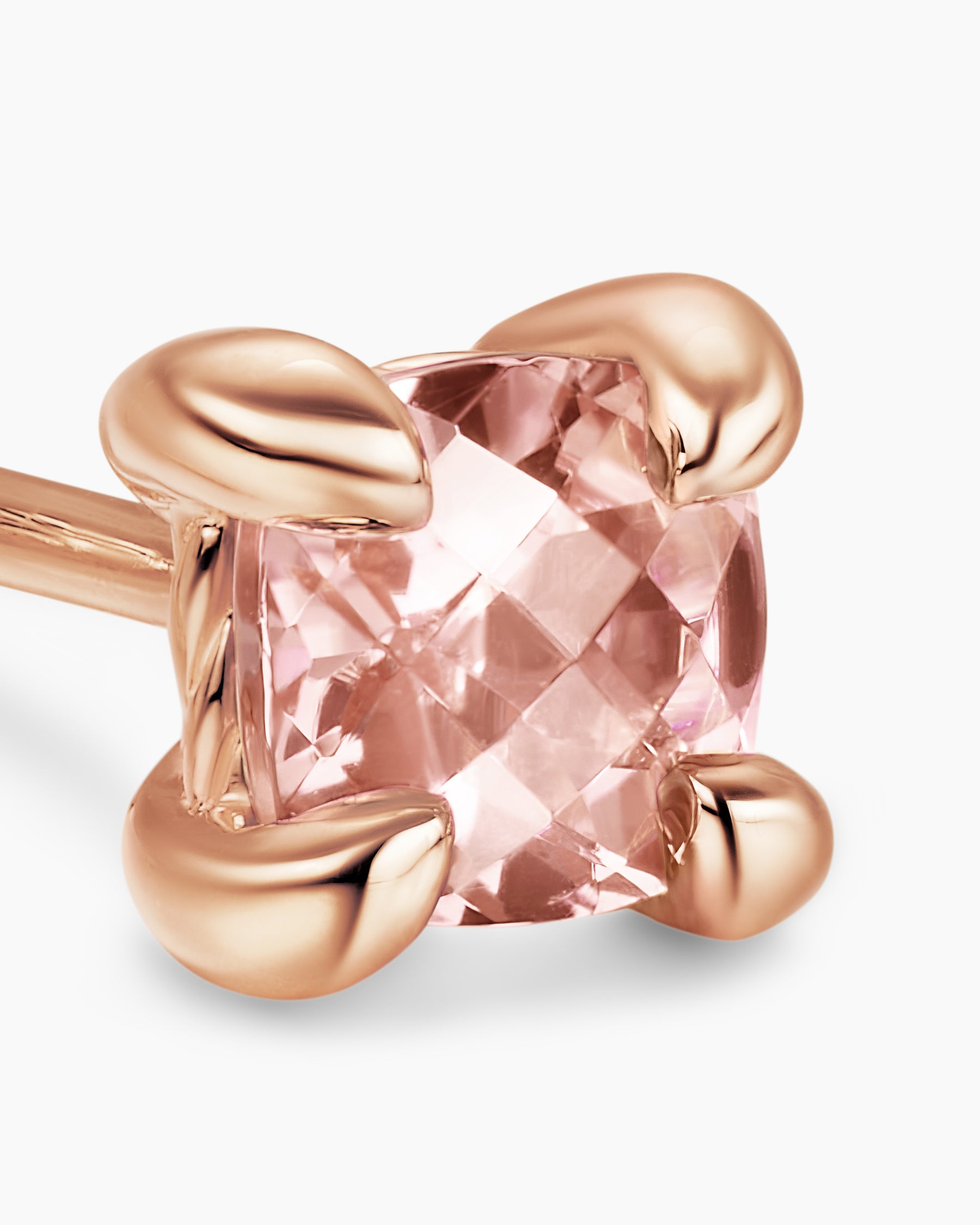 Micro Chatelaine Stud Earrings in 18K Rose Gold with Morganite, 4.8mm - Image 4