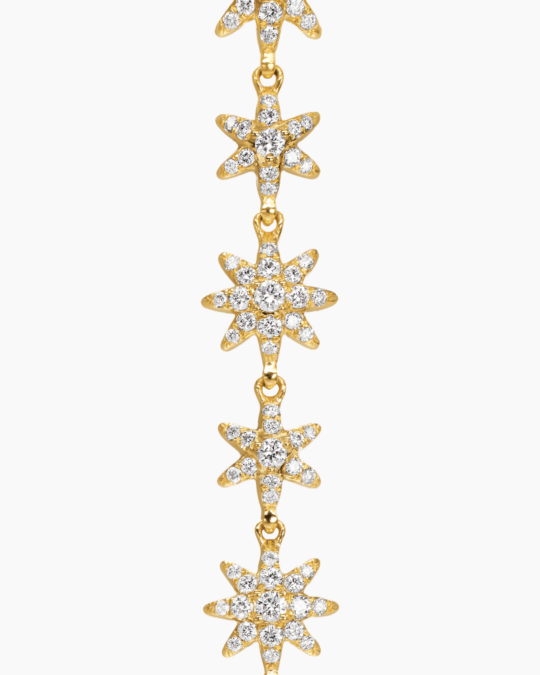 Starburst Drop Earrings in 18K Yellow Gold with Diamonds, 70.9mm - Image 4