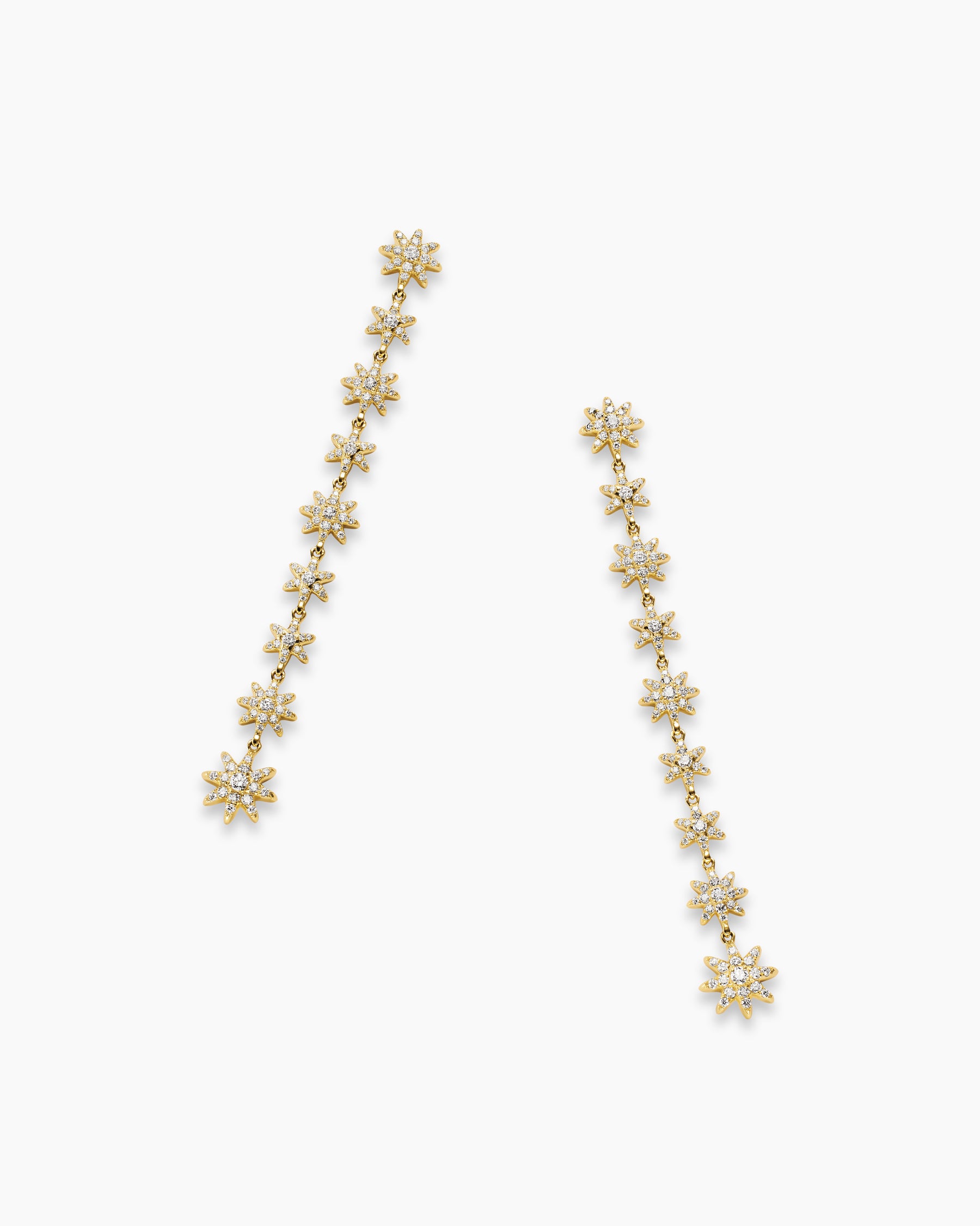 Starburst Drop Earrings in 18K Yellow Gold with Diamonds, 70.9mm - Image 5
