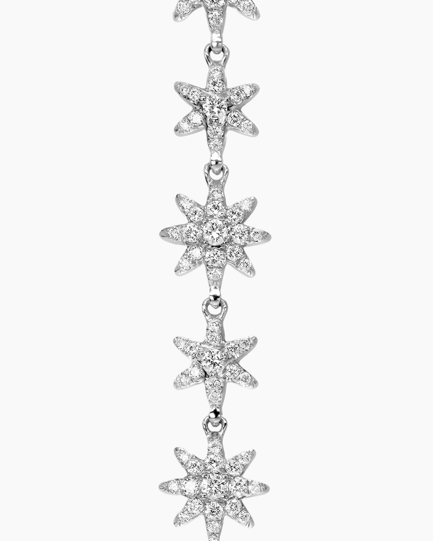 Starburst Drop Earrings in 18K White Gold with Diamonds, 70.9mm - Image 4