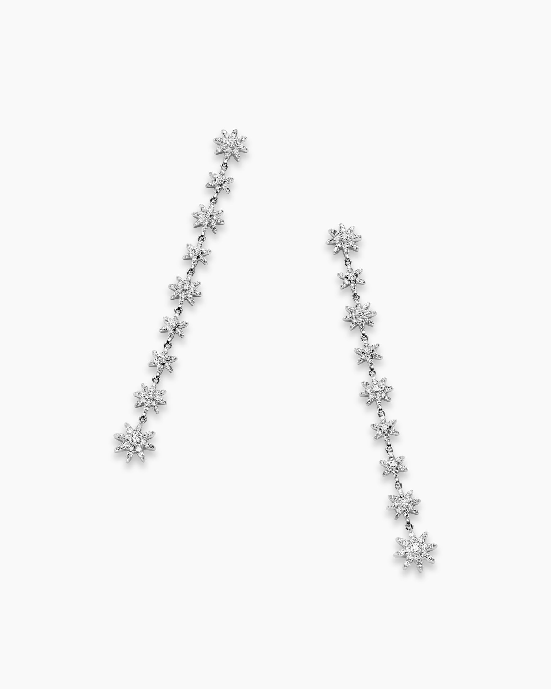 Starburst Drop Earrings in 18K White Gold with Diamonds, 70.9mm - Image 5