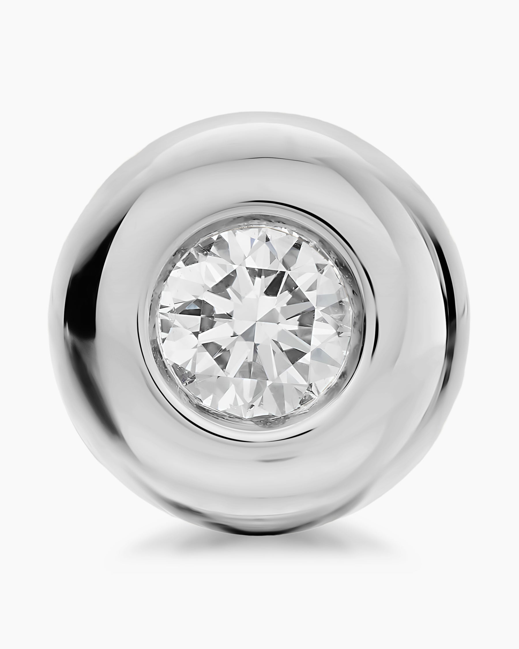 Bezel Set Stud Earrings in Sterling Silver with Diamonds, 6.4mm - Image 4