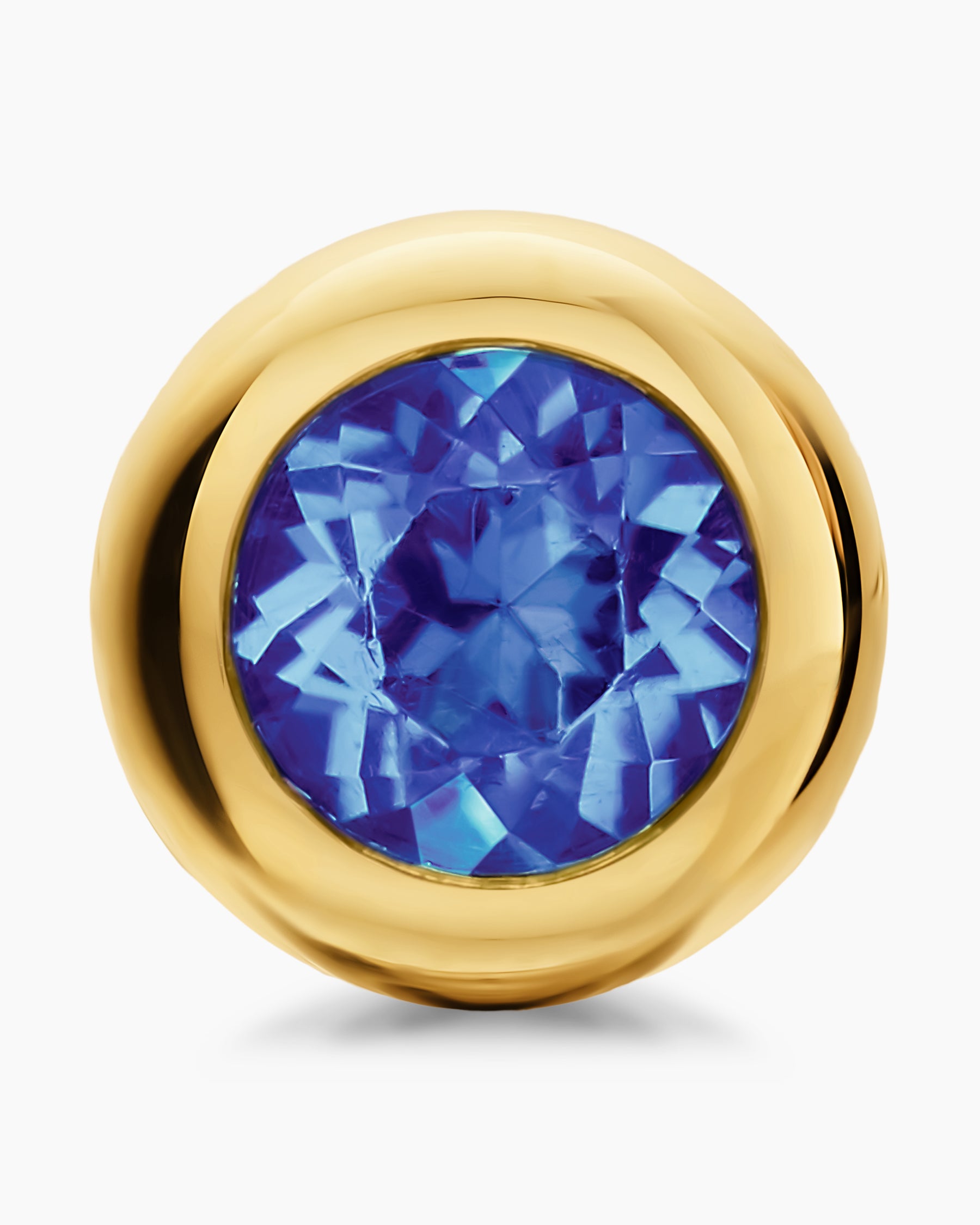 Bezel Set Stud Earrings in 18K Yellow Gold with Tanzanite, 6.6mm - Image 4