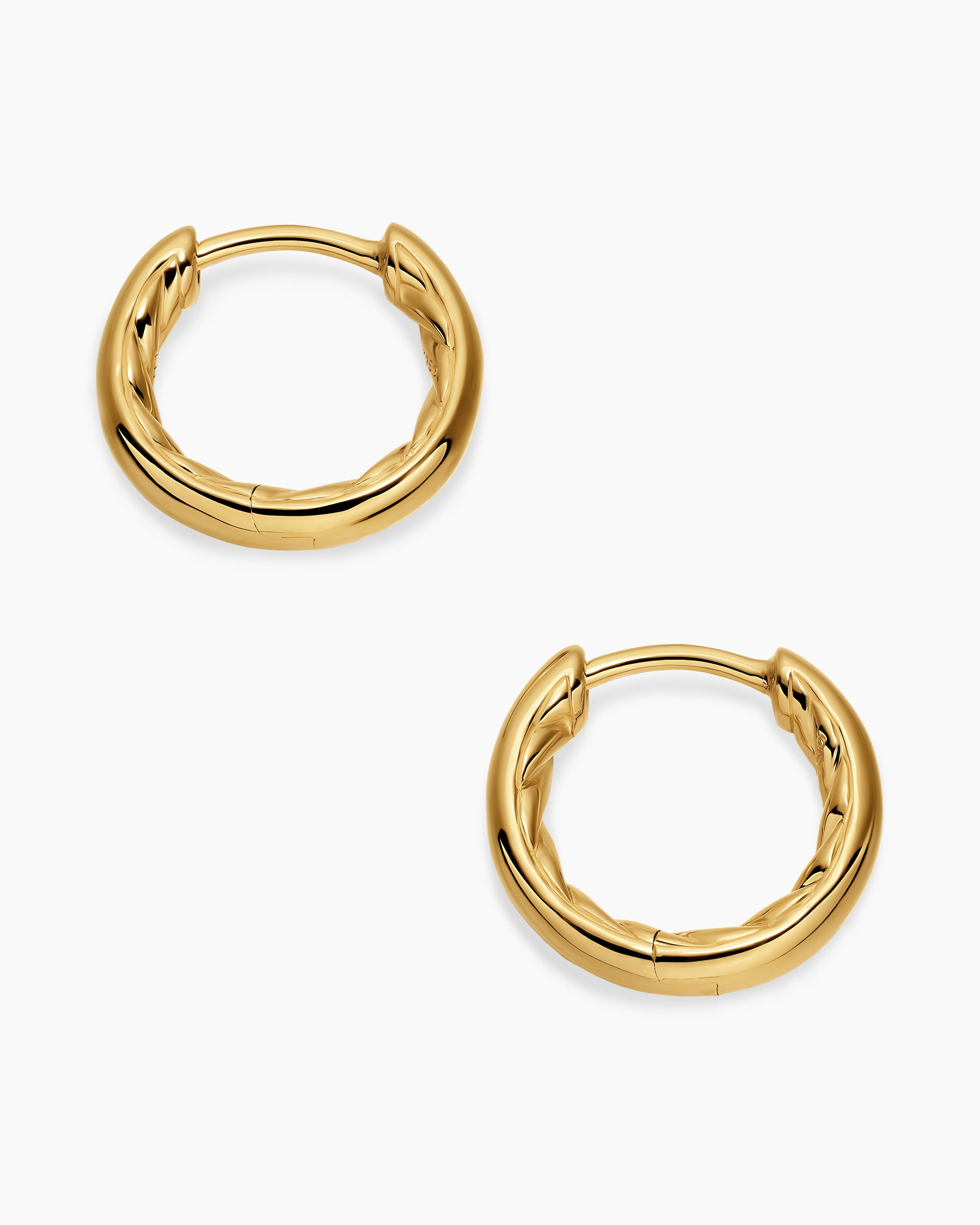 DY Mercer Huggie Hoop Earrings in 18K Yellow Gold, 12mm - Image 4