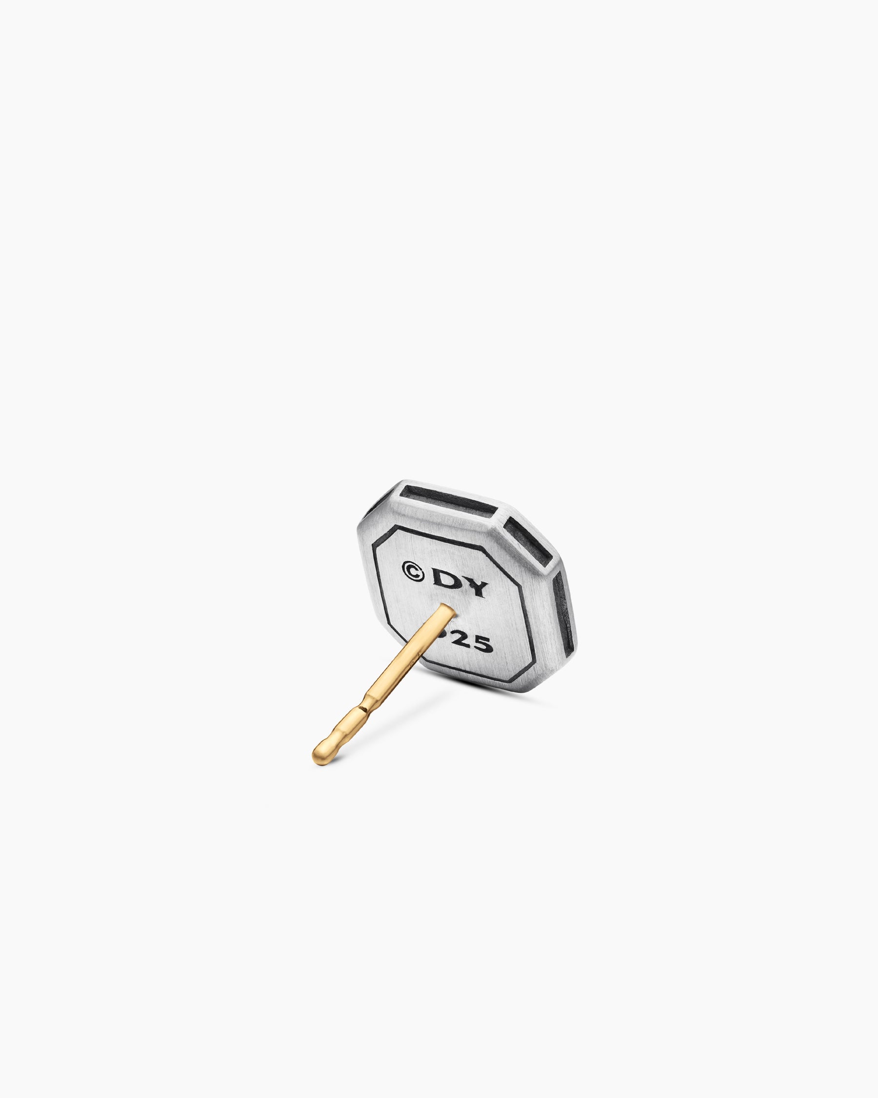 Streamline Pavé Stud Earring in Sterling Silver with Black Diamonds, 10mm - Image 3
